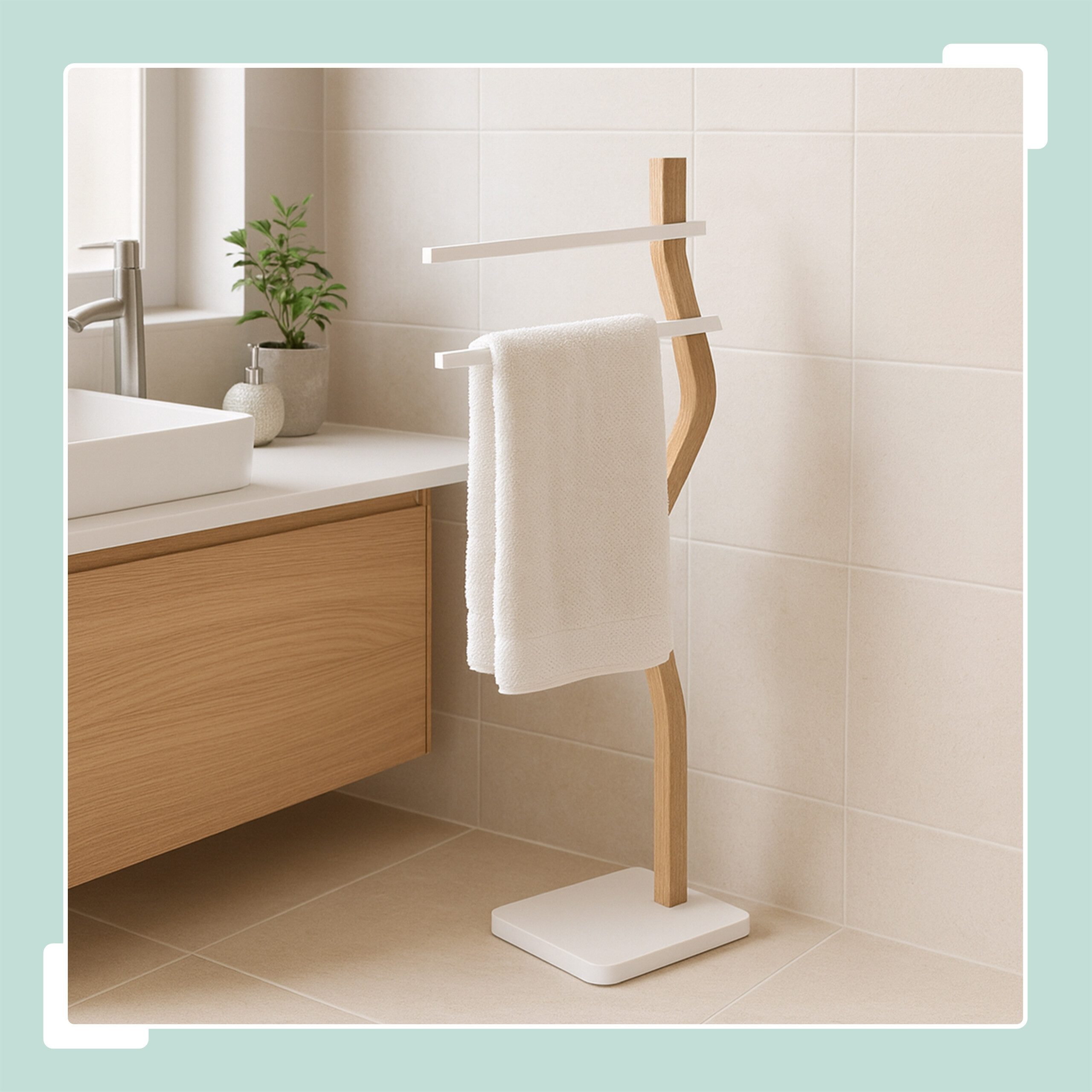 relaxdays Handtuchständer mit 2 Stange, weiß günstig online kaufen