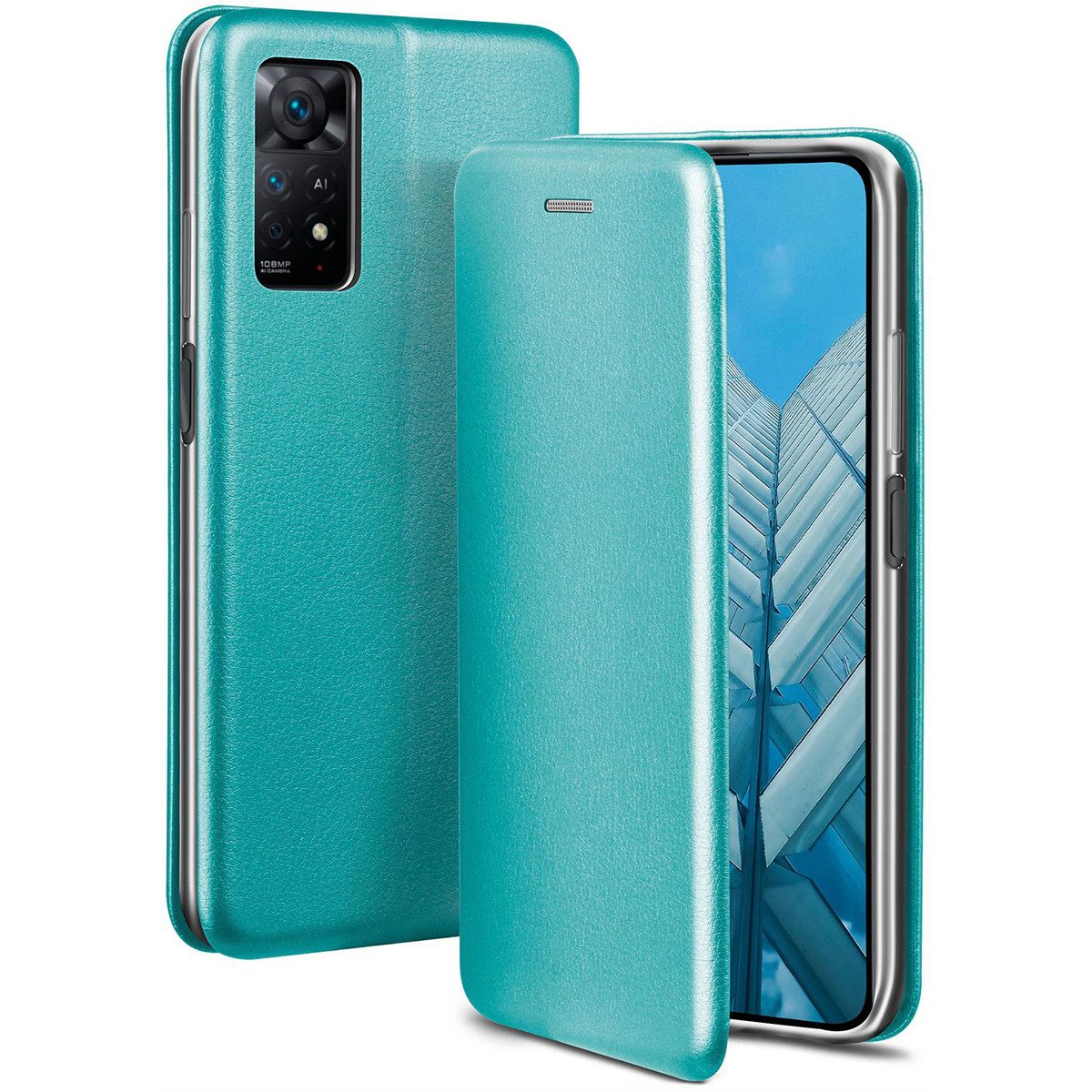 ONEFLOW Handyhülle für Redmi Note 11 Pro 5G Premium Hülle Business Cover Blau 6,67 Zoll, 360 Grad Schutzhülle Flip Case Etui Klapphülle Dünn Leder Handy Tasche