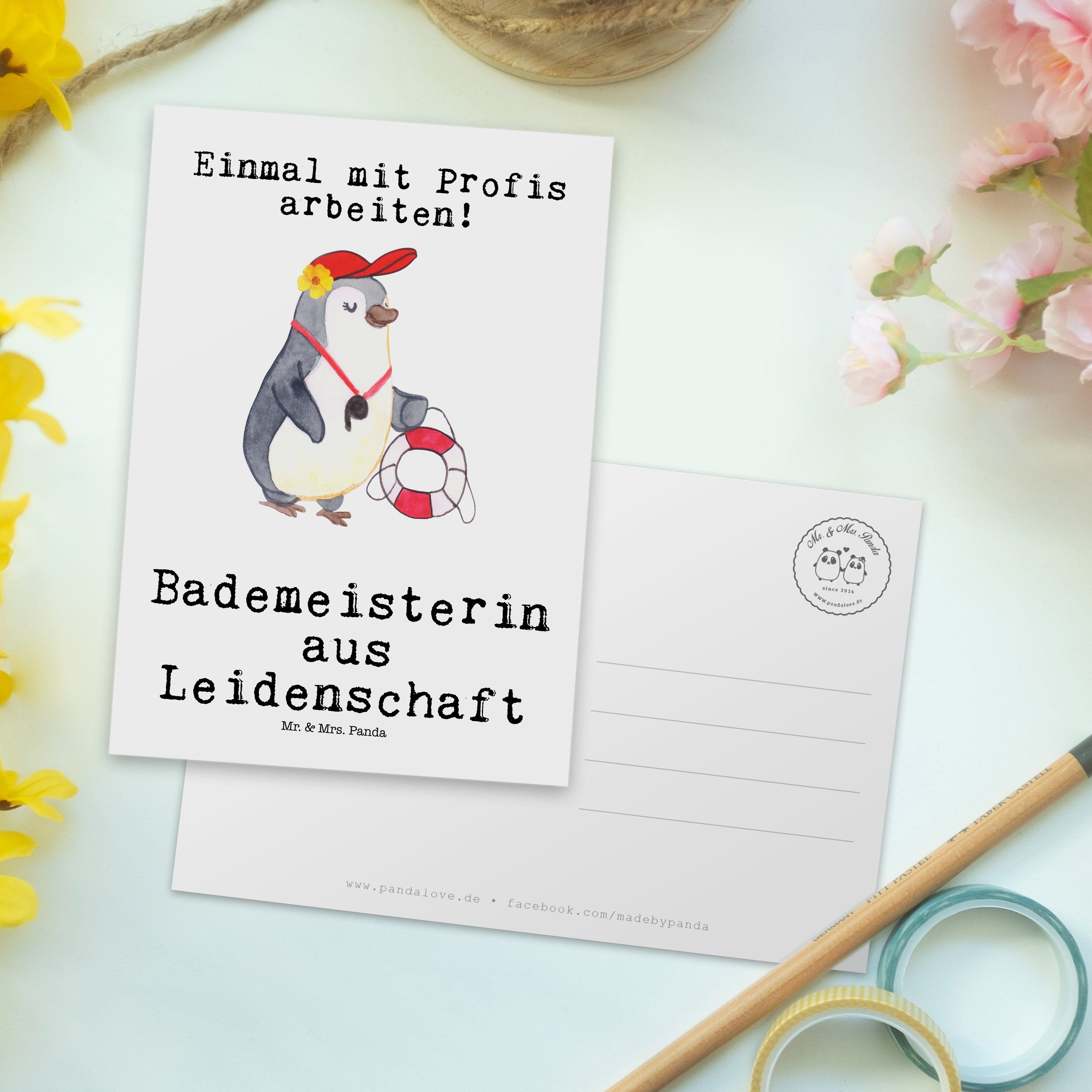 Geschenk, Bademeisterin Mr. Badeanstalt, Mrs. Weiß - aus - Panda Leidenschaft Einlad & Postkarte