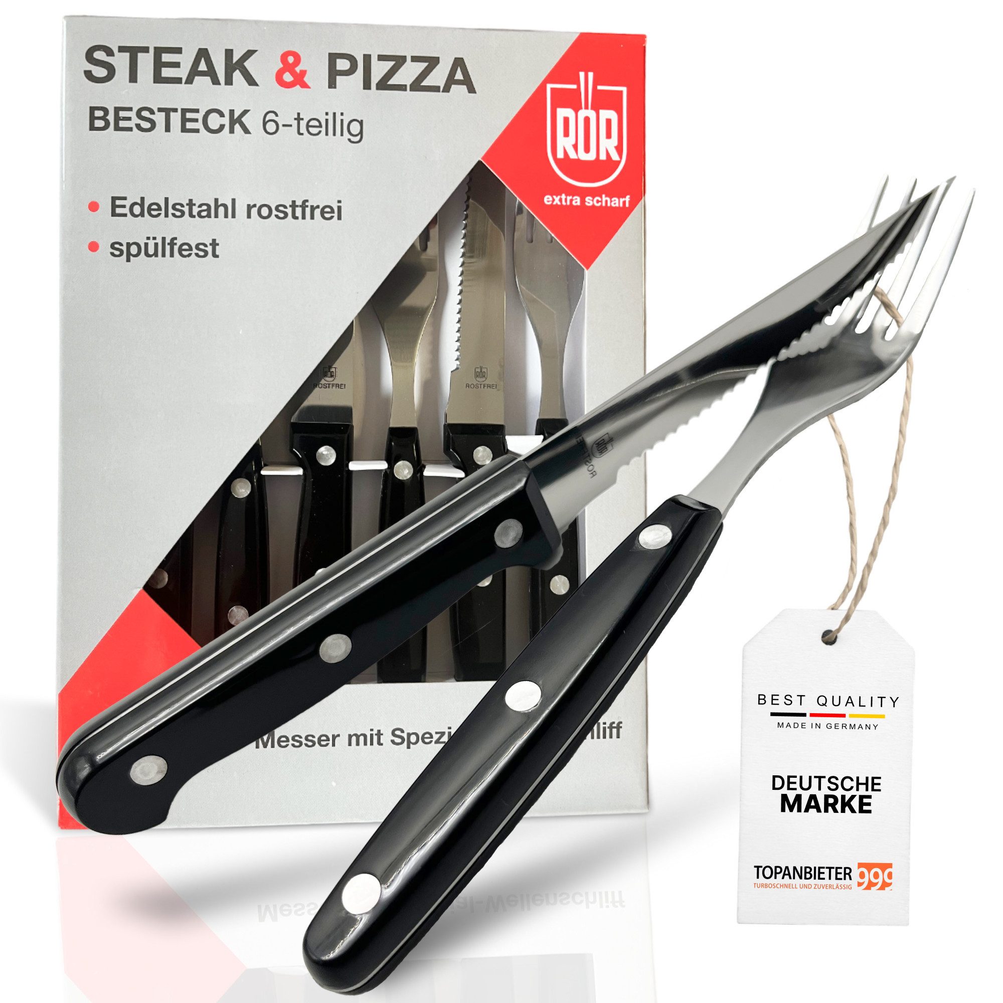 Topanbieter999 Messer-Set (6-tlg), Pizza / Steak Besteck 6tlg
