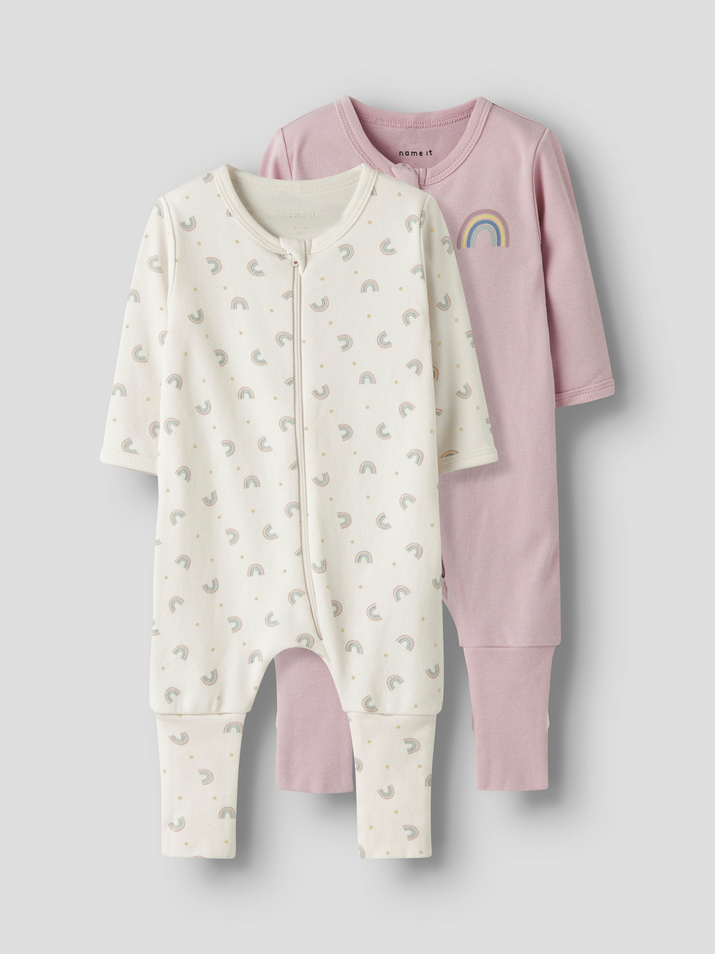 Name It Schlafanzug NBFNIGHTSUIT 2P ZIP FF JET RAINBOW NOOS (Packung, 2 tlg)