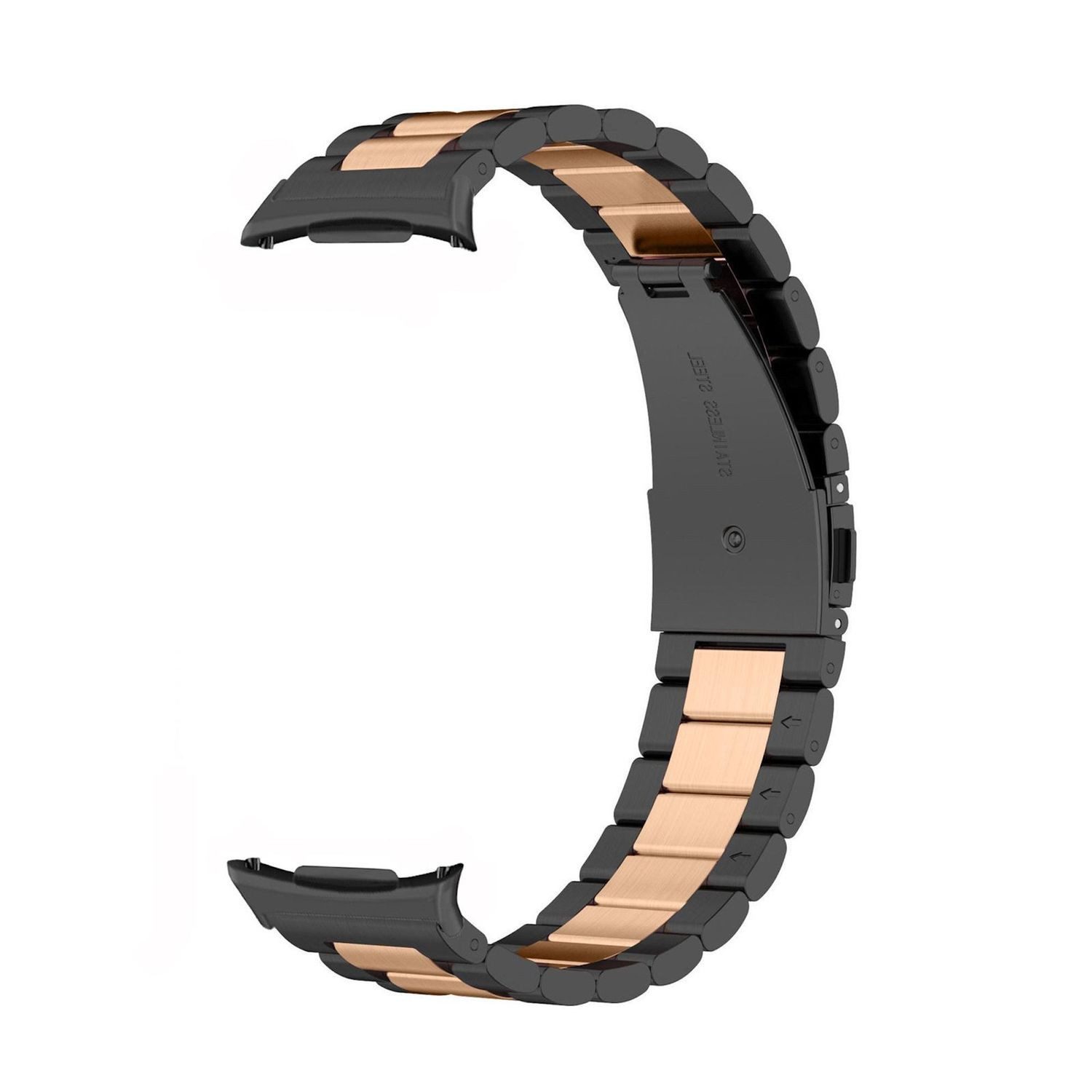 Wigento Smartwatch-Armband Für Samsung Galaxy Watch 8 / 8 Classic Edelstahl Band Schwarz / Rose, Three Beads Edelstahlarmband mit Entfernungswerkzeug