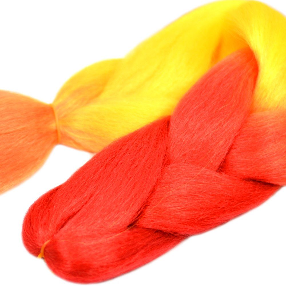 MyBraids YOUR BRAIDS! Kunsthaar-Extension Pack Rubinrot-Sonnengelb-Orange Zöpfe 3-farbig im 31-CY 3er Braids Flechthaar Jumbo