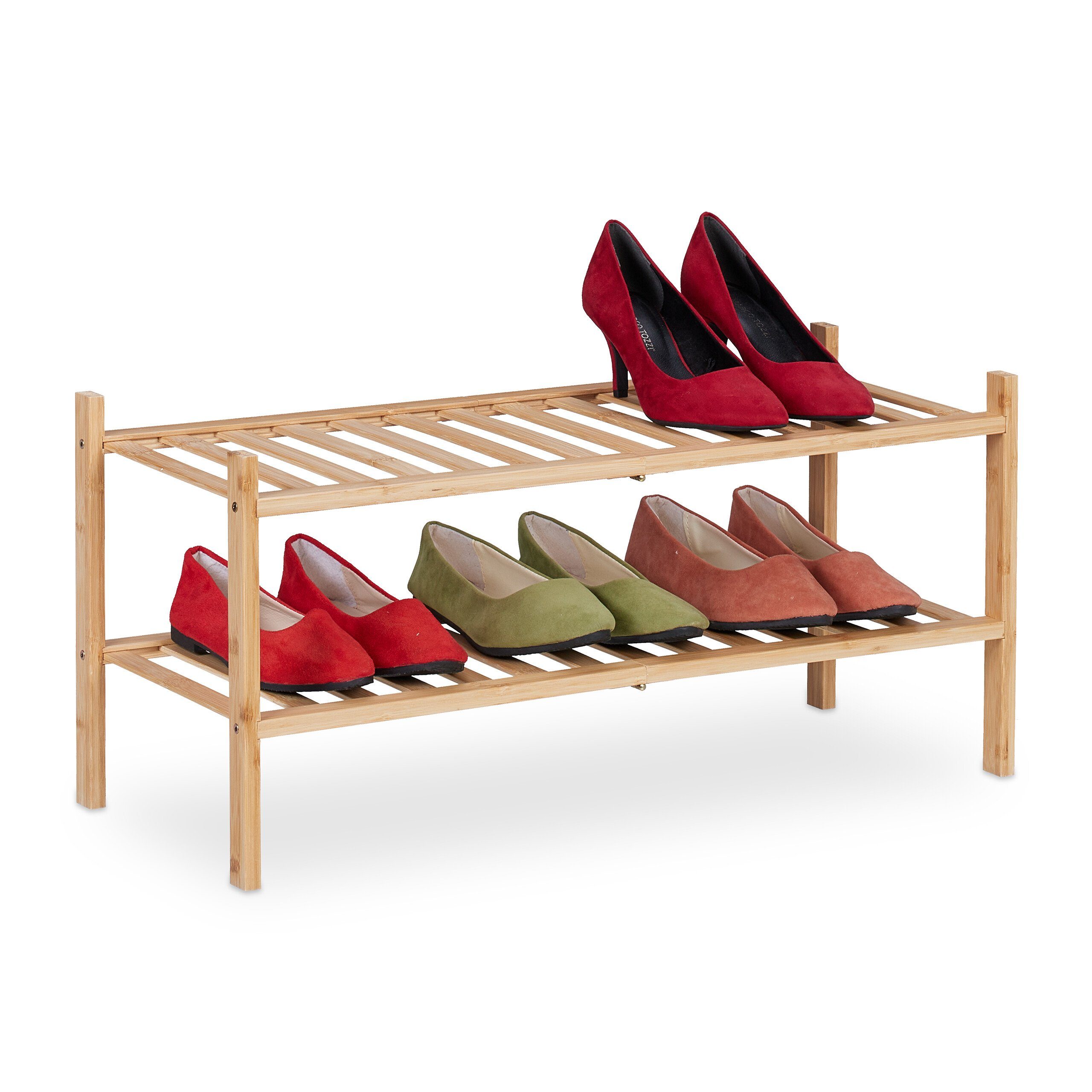 relaxdays Schuhregal Bambus Schuhregal 2 Etagen günstig online kaufen