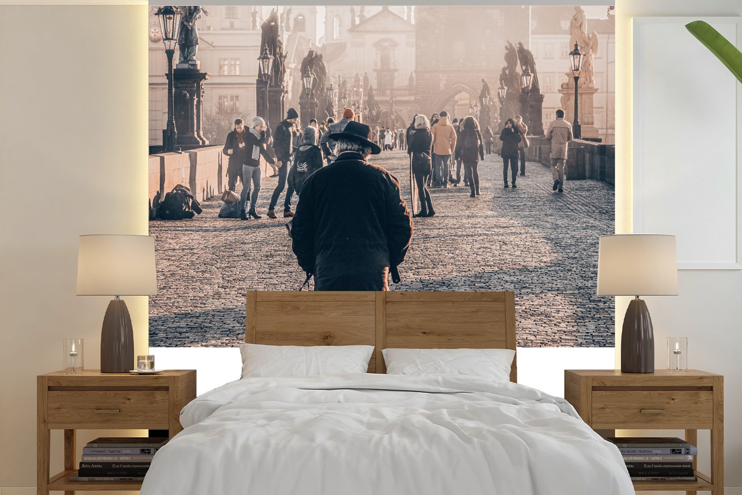 Schlafzimmer, Wohnzimmer MuchoWow - Matt, Fototapete Mensch, Prag für Republik Tschechische Vinyl (5 St), Tapete oder - bedruckt, Wandtapete