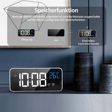 JOEAIS Wecker Digital Wecker Alarm Digital Clock uhren & Wecker Nachttisch uhr Dual-Alarm 5 Helligkeit 16 Klingeltöne 12/24 Stunden Schlummerfunktion