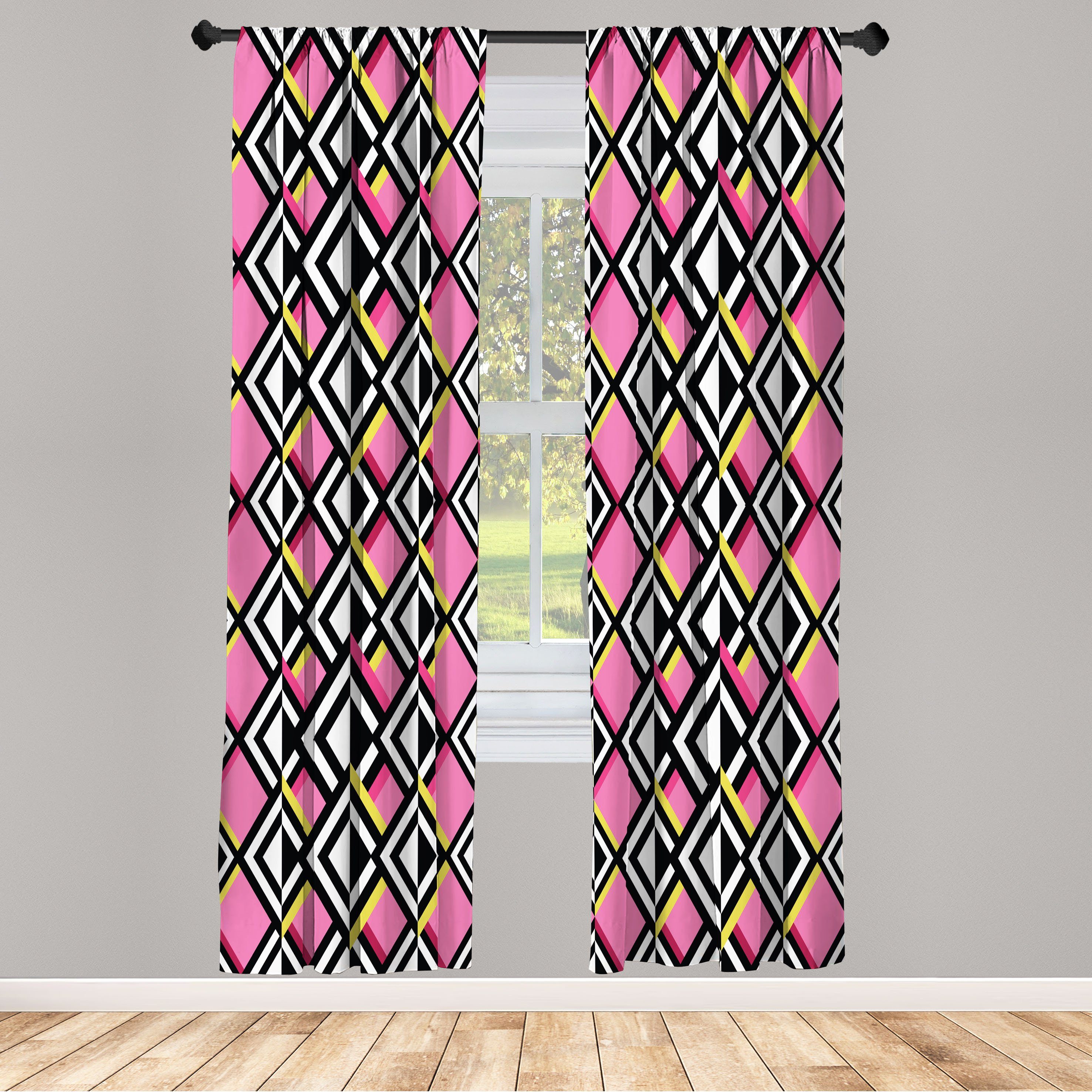 Gardine Vorhang für Wohnzimmer Schlafzimmer Dekor, Abakuhaus, Microfaser, Geometrisch Opposing Konzept