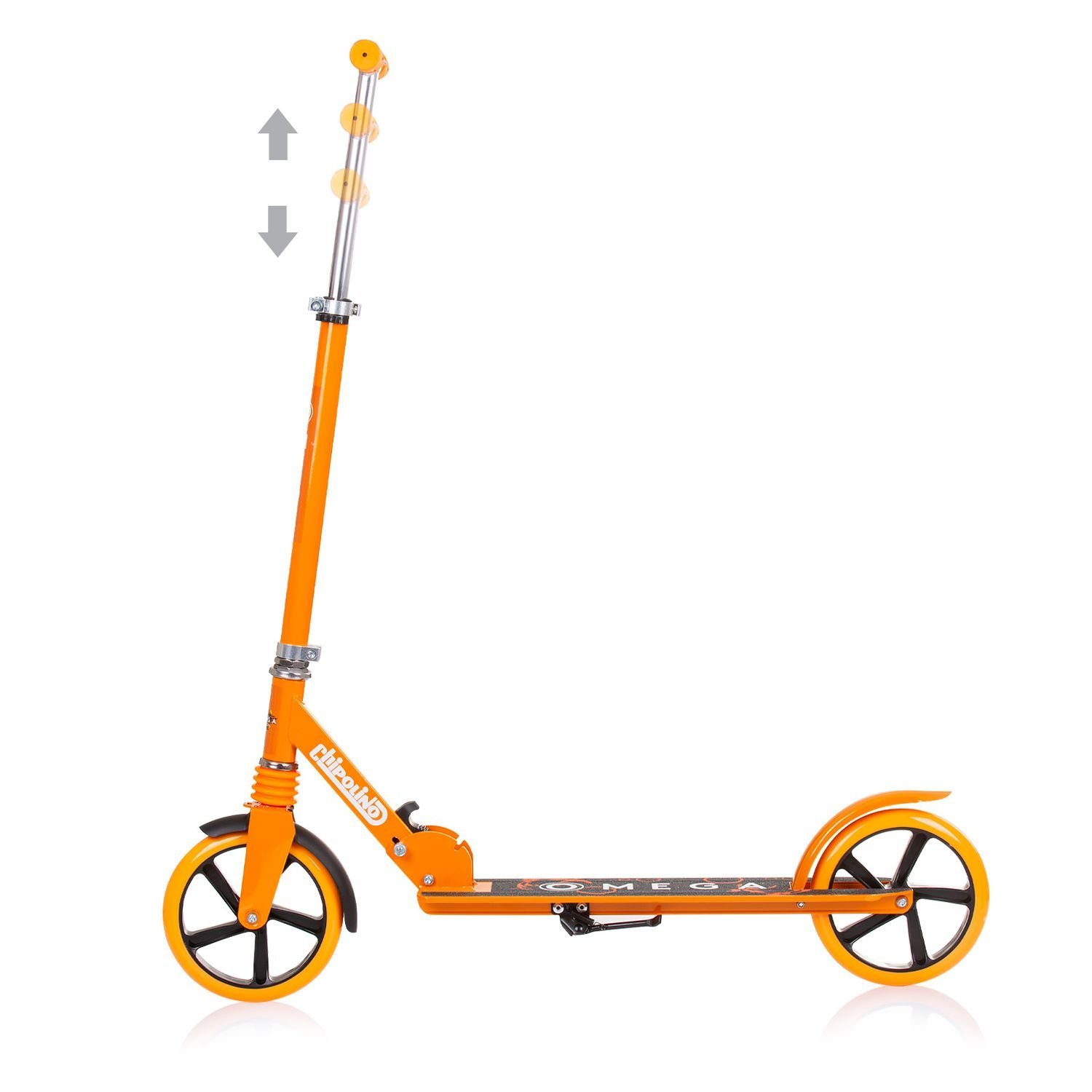 Kinderroller PU orange verstellbar Lager Räder, Omega faltbar Bremse Cityroller ABEC-7 Chipolino