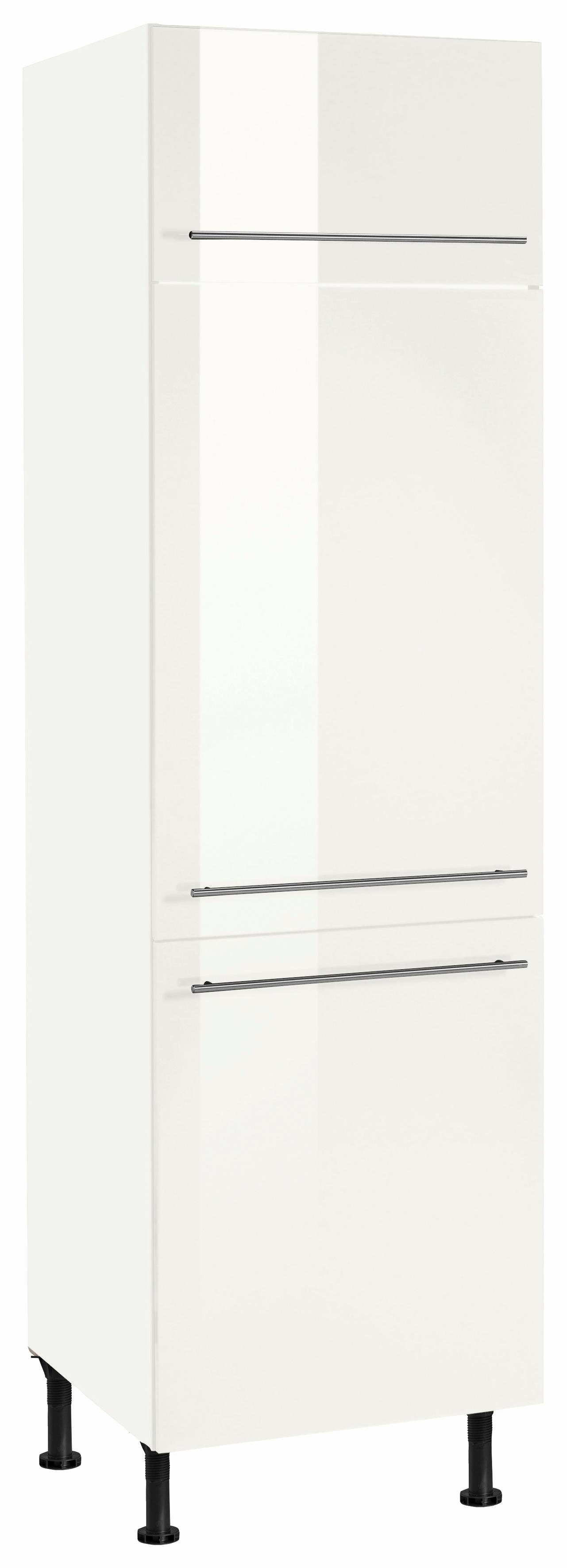 OPTIFIT Kühlumbauschrank Bern 60 cm mit 212 weiß breit, cm Stellfüßen | hoch, höhenverstellbaren Hochglanz/weiß weiß
