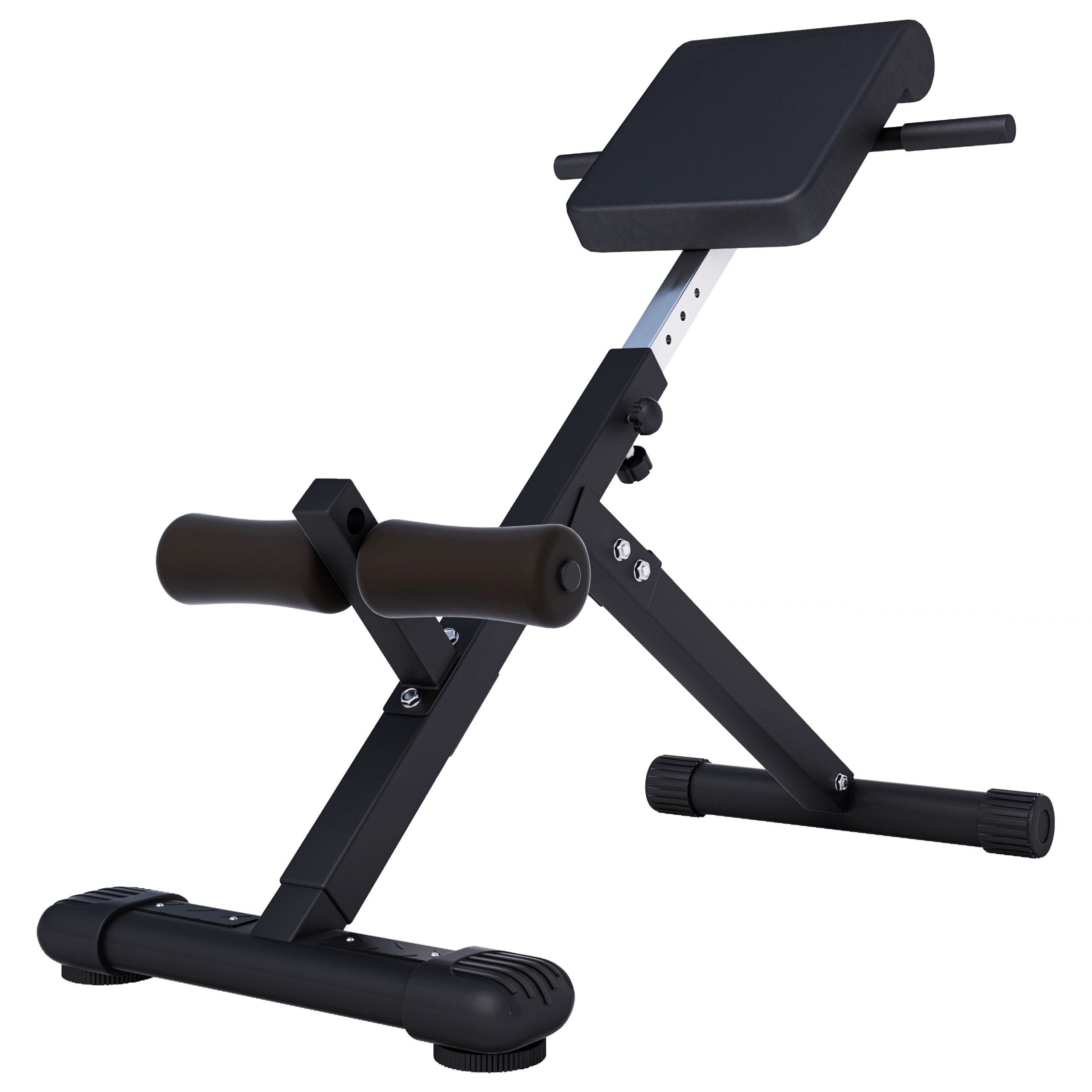 GORILLA SPORTS Rückentrainer Hyperextension - Verstellbar, Klappbar, Schwarz / Weiß - Bauchtrainer