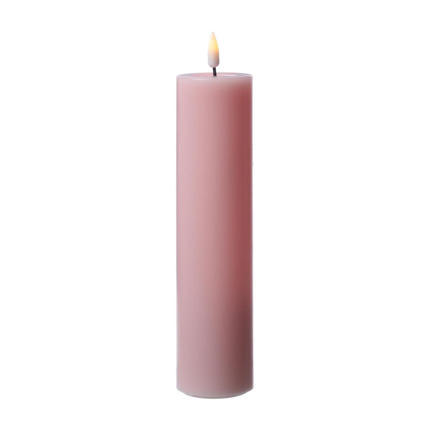 Deluxe Homeart LED-Kerze Mia Deluxe Echtwachs flackernd Wachsspiegel H: 20cm D: 5cm rosa, LED Classic, warmweiß (2100K bis 3000K). € 20,39