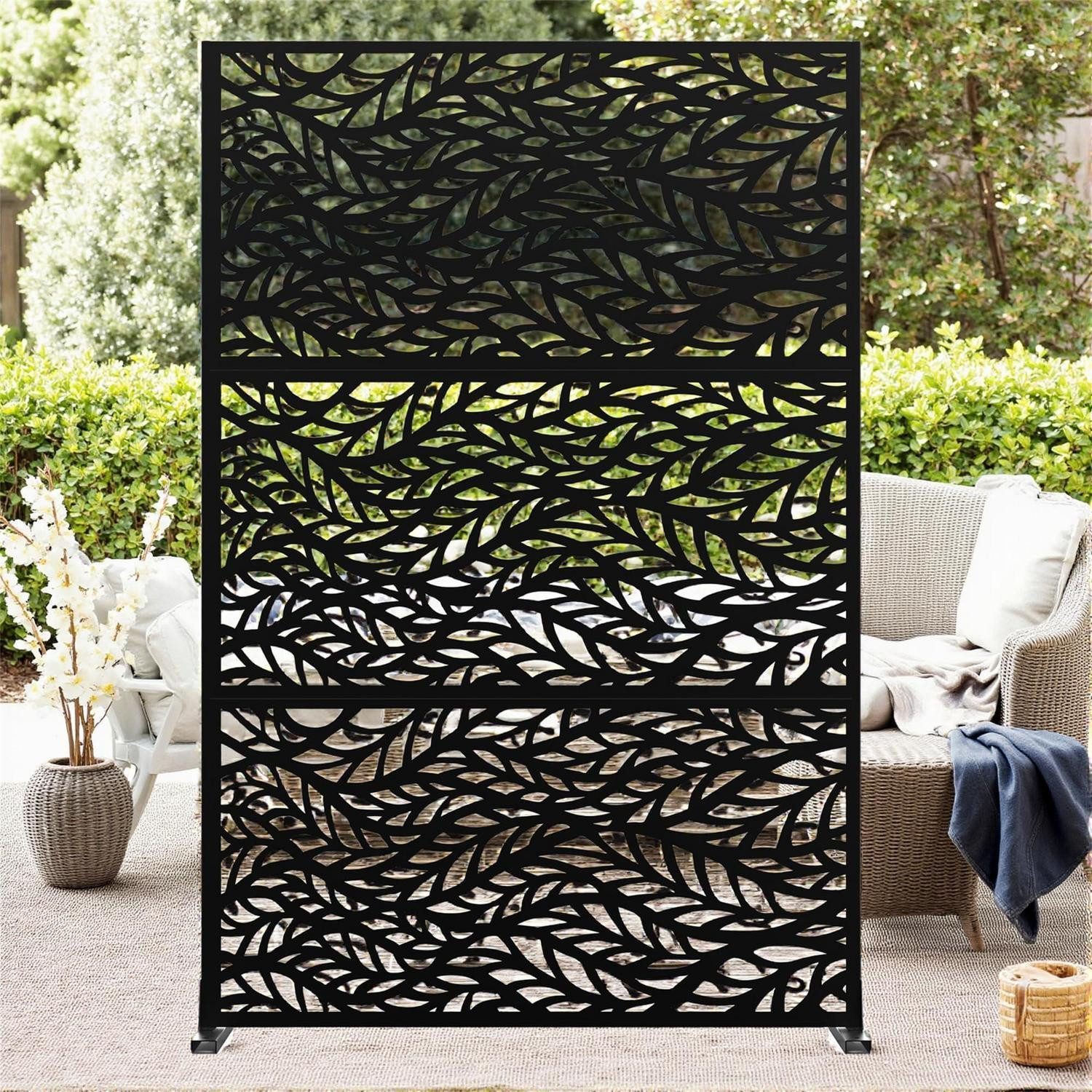 LuxusKollektion Paravent Metall Sichtschutz Paravent 183x119 cm (1 St)