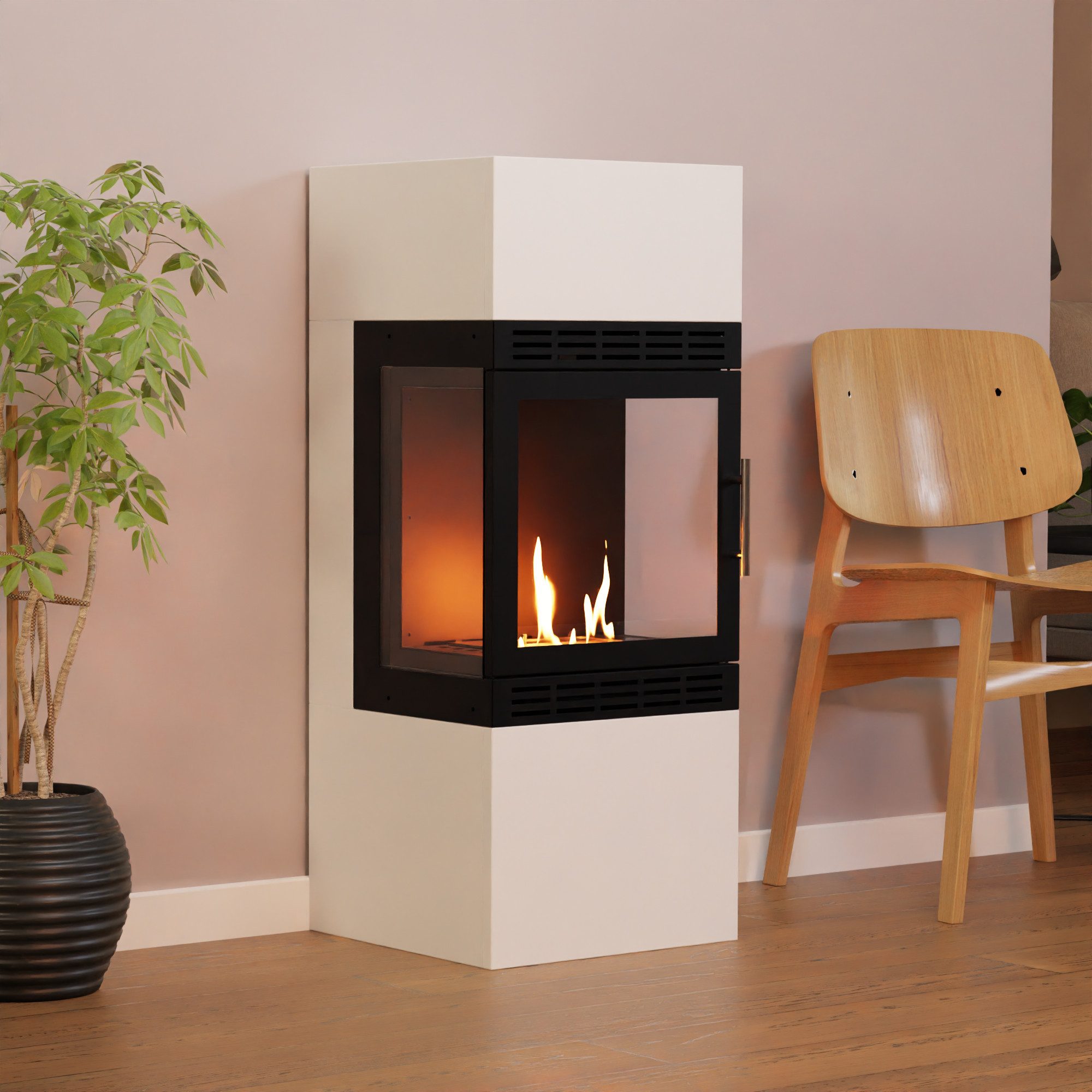 GLOW FIRE Echtfeuer-Dekokamin Lillesand Vision Ethanol Kamin, Bioethanol Kamin mit 3h Brenndauer, Heizleistung bis 2KW