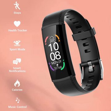 findtime Optische Sensortechnologie Smartwatch (0,96 Zoll, Android, iOS), mit Benachrichtigung Schrittzähler Uhr Herzfrequenz Blutdruckmessung