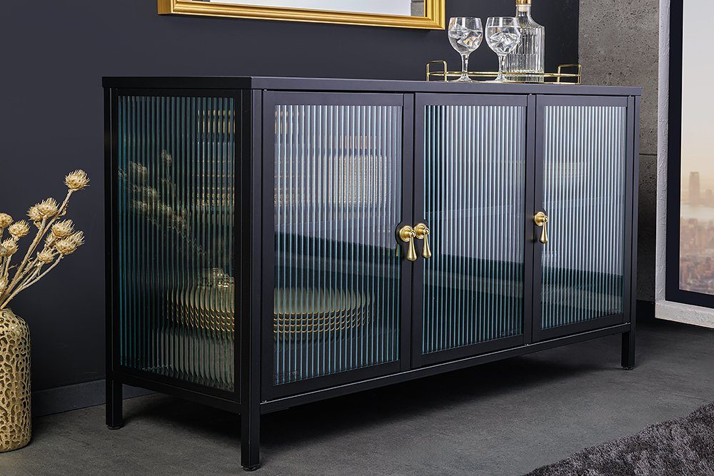 riess-ambiente Sideboard AMSTERDAM 105cm schwarz / transparent / gold (Einz günstig online kaufen