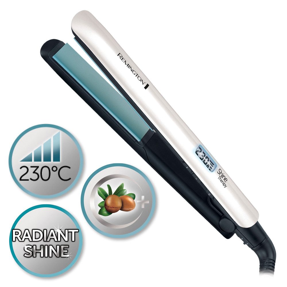 Remington Glätteisen S8500 Shine Therapy Keramik-Beschichtung, Shine-Therapy Technologie, breite Stylingplatten, LCD Display