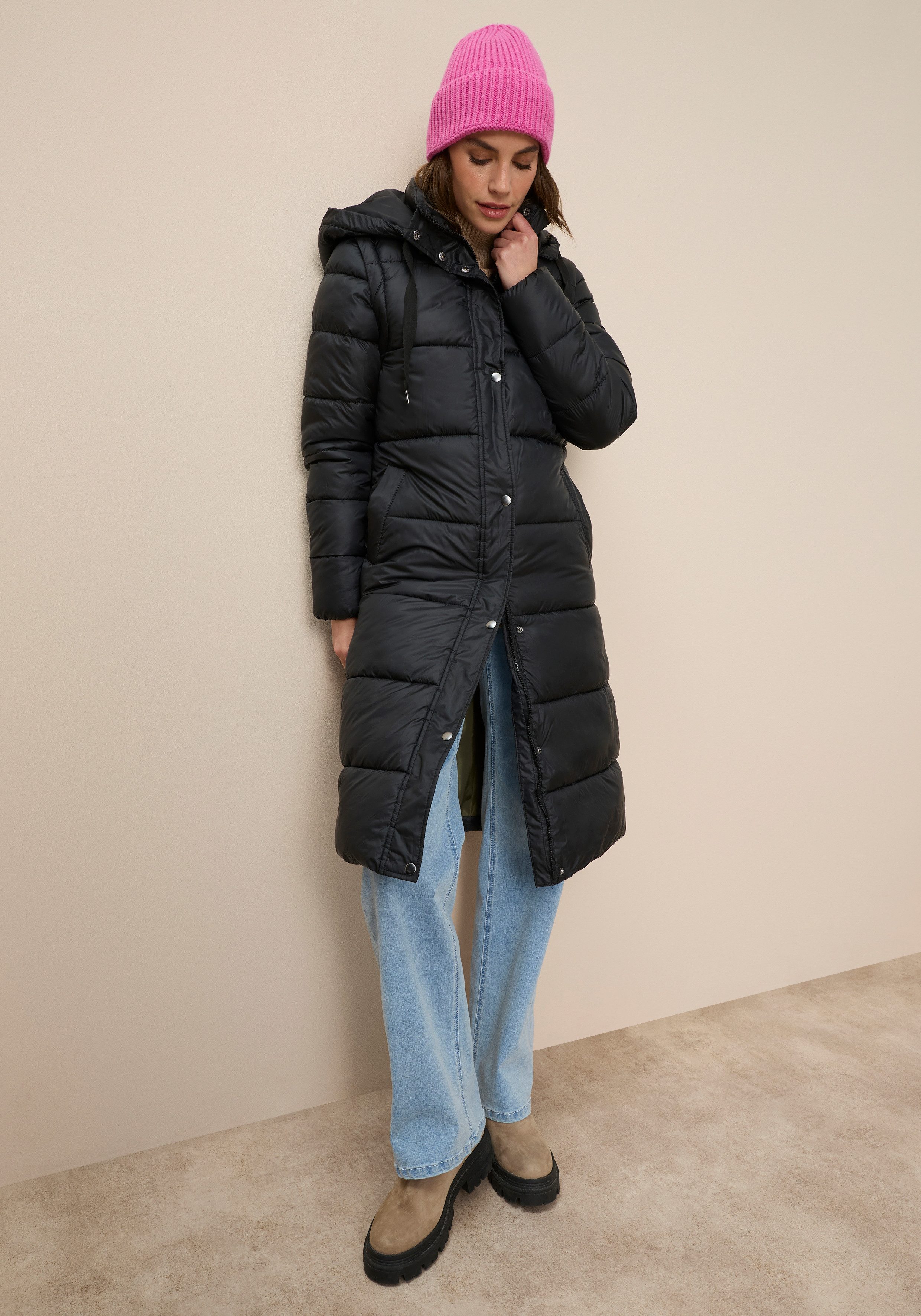 Tamaris Steppmantel mit abnehmbaren Ärmeln und Kapuze - auch tragbar als Weste