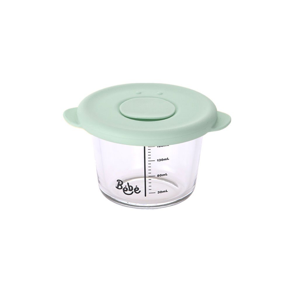 NEOFLAM® Vorratsglas BÉBÉ Babynahrungsbehälter 3er Set - 230ml Mint, Borosilikatglas, Silikon, (1-tlg)