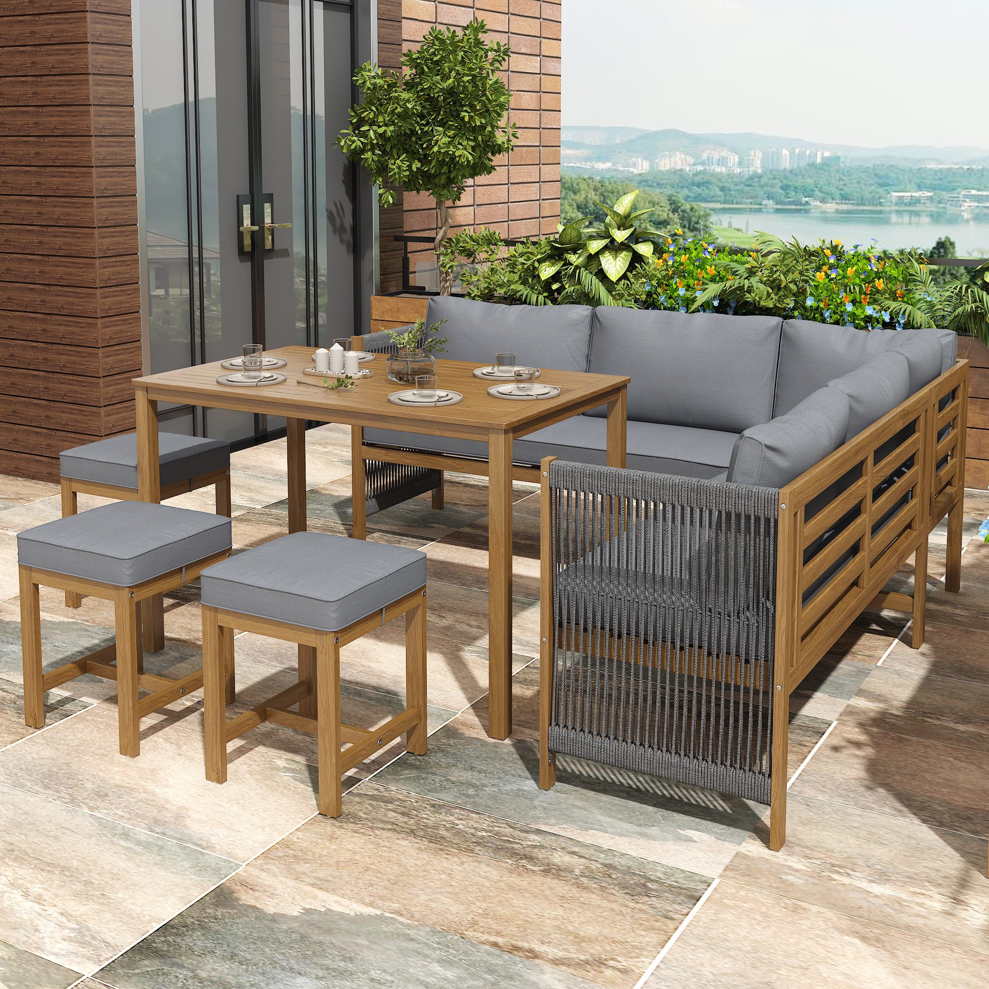 Odikalo Garten-Essgruppe Gartenlounge-Set Kissen Sofa Lounge günstig online kaufen