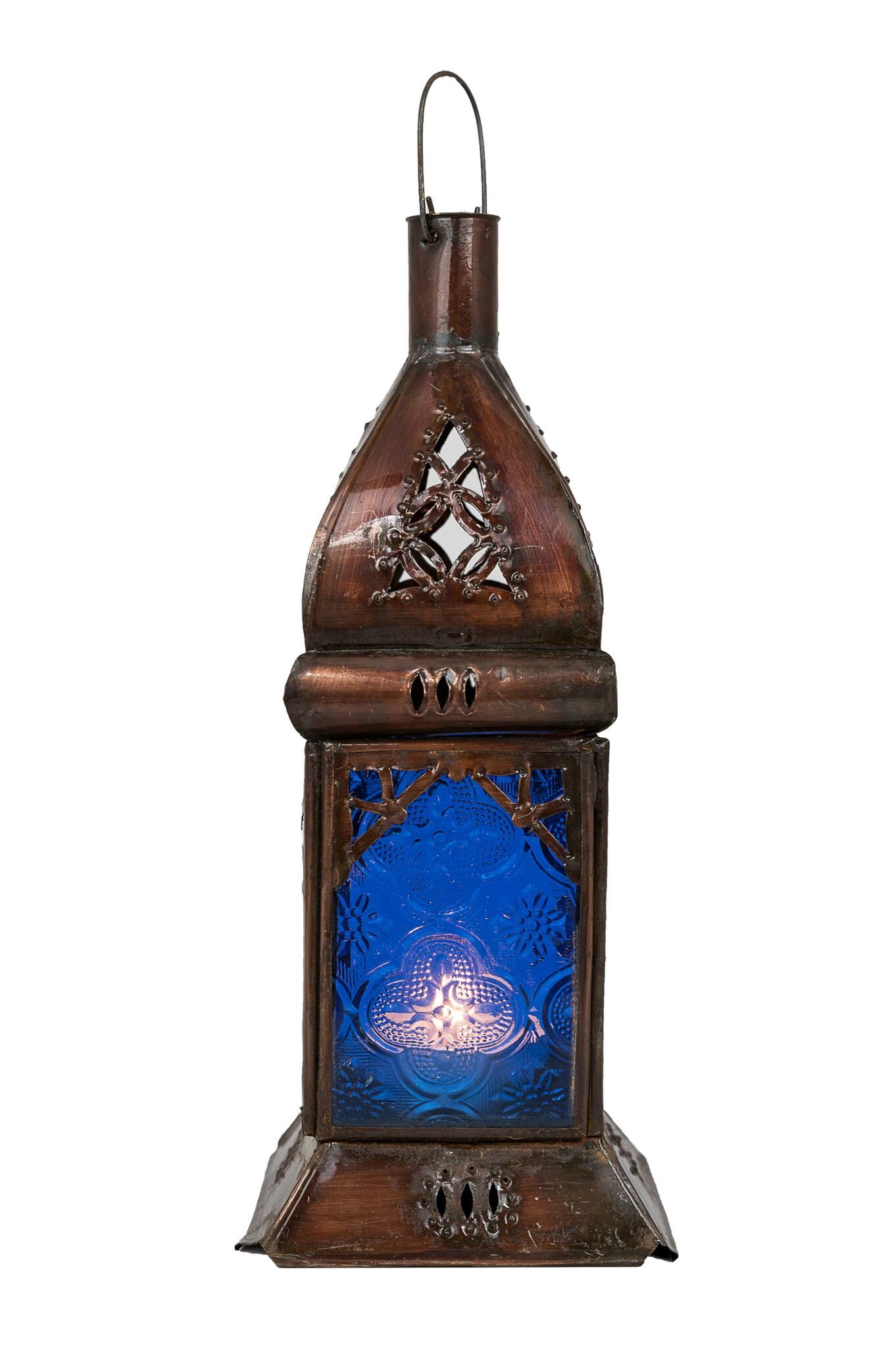 Marrakesch Orient & Mediterran Interior Teelichthalter Orient Laterne Talba blau (1 St), Handarbeit