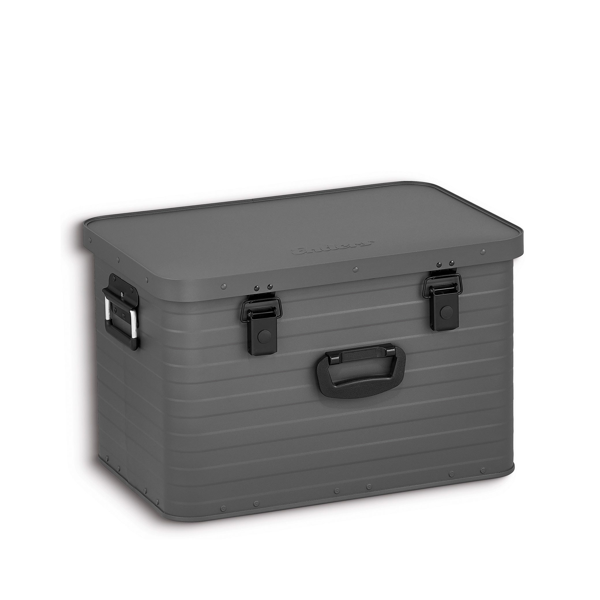 Enders® Aufbewahrungsbox Alukiste L 63 Liter Grau mit Schloss, Alukiste Transportbox Lagerbox Alukoffer Metallkiste Alubox