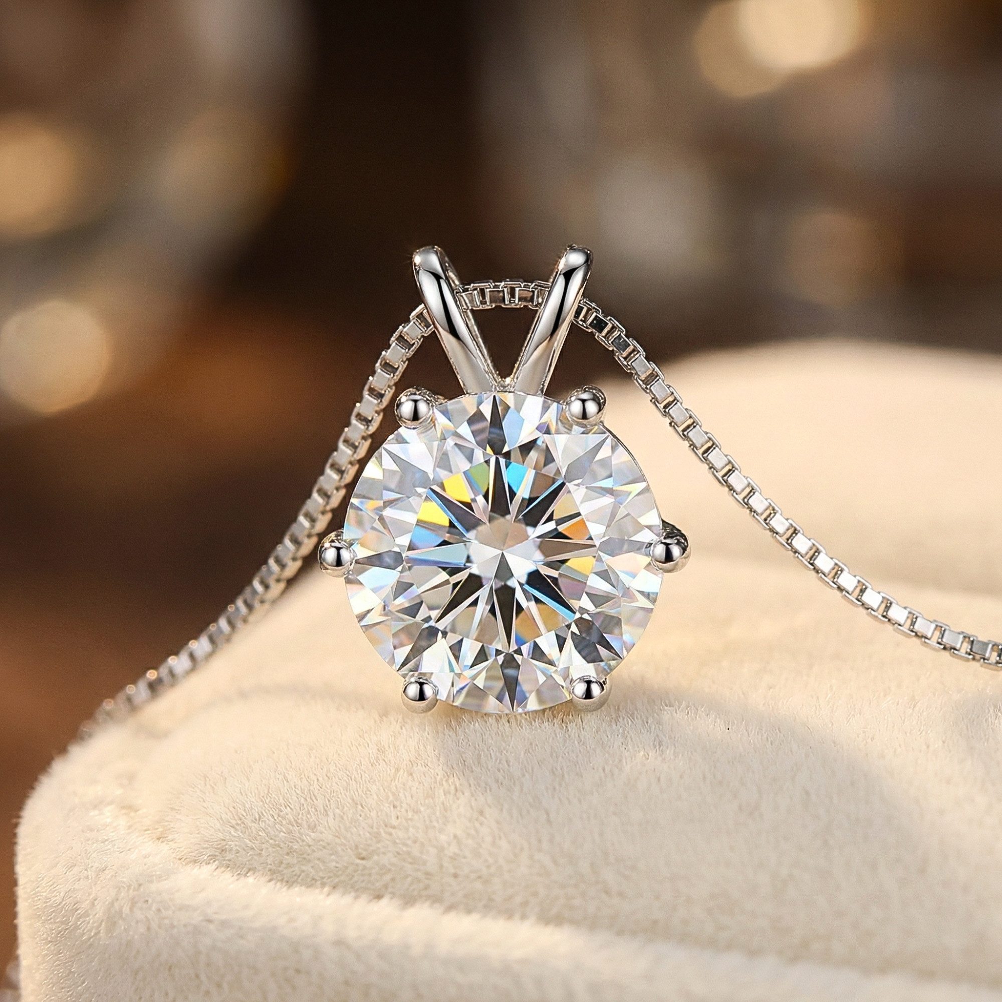 UNIQAL.de Silberkette 925 mit Moissanit 3,0 Karat – Solitaire Diamant Anhänger Optik (Silberkette mit Solitaire Moissanit Anhänger, 925 Sterling Silber weißgold – Bild 3 von 5