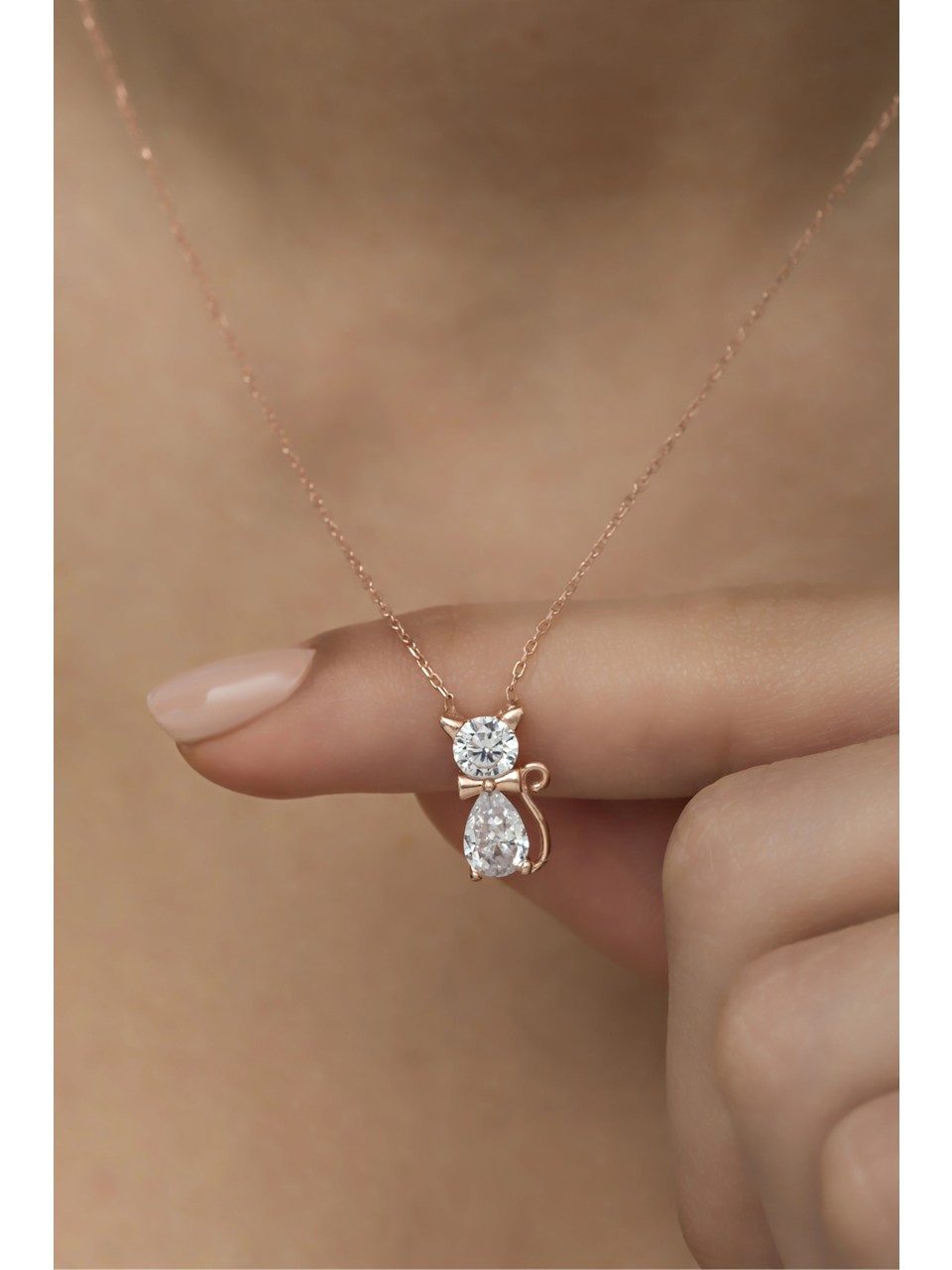 Nisan Kette und Anhänger Set, 925er Silber Halskette Katze mit Zirkonia, ro günstig online kaufen