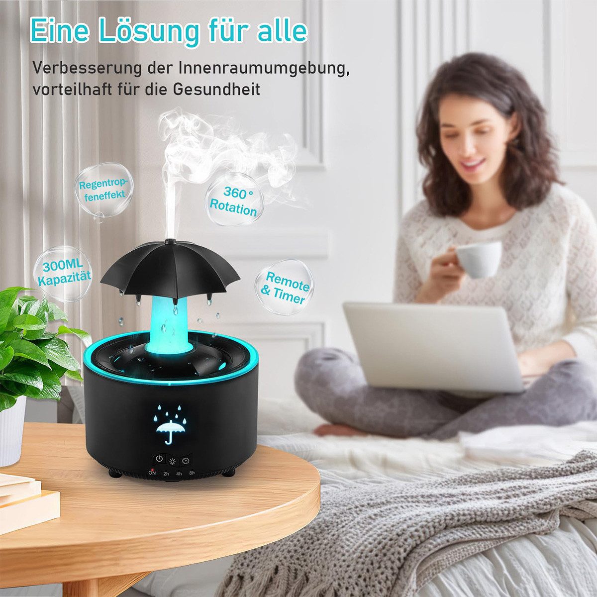 DOPWii Luftbefeuchter Rotierender Regenschirm Luftreiniger mit 7-Farben LED günstig online kaufen