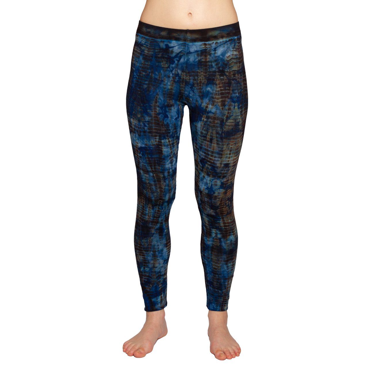 Unikat aus natürlicher Tiedye Leggings Hippie Viskose Sportleggings PANASIAM Batik Leggings CT07 lange Yogaleggings darkblue Leggings 'Dschungel' alternative Batik