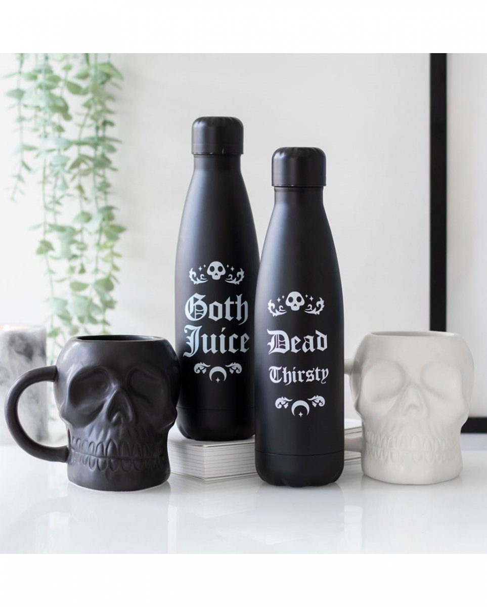 Horror-Shop Goth Metall Dekofigur Ges Juice als Gothic-Wasserflasche aus