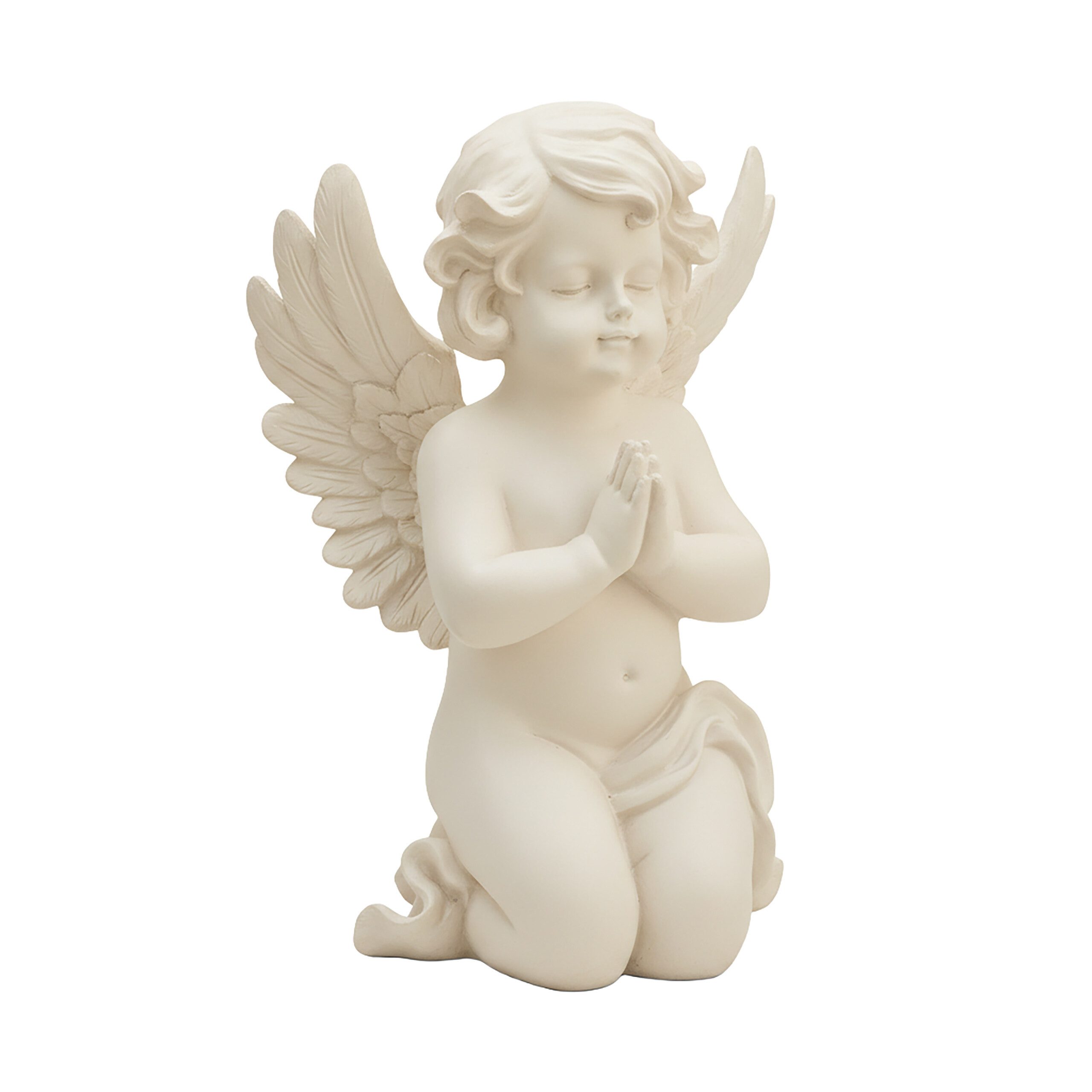 relaxdays Engelfigur Betender Grabengel, Creme