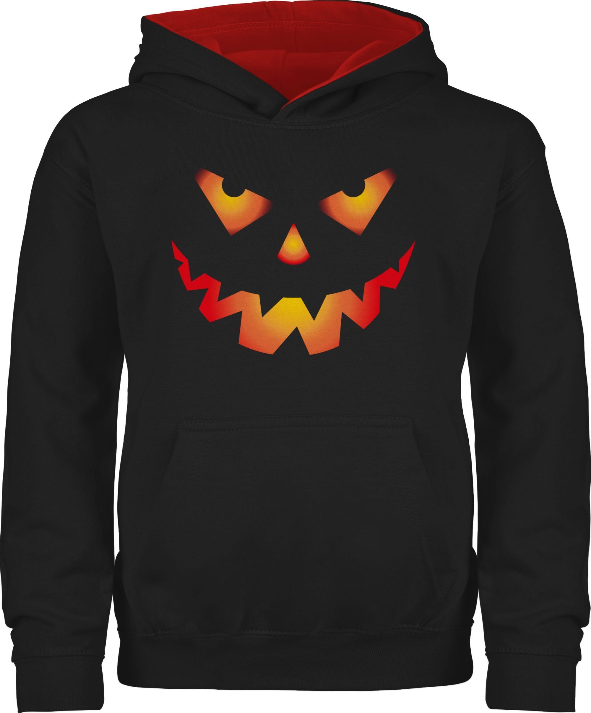 Shirtracer Hoodie Halloween Kürbis Gesicht Gruseliger Kürbisgesicht Gruselig Böse Halloween Kostüme für Kinder 1 Schwarz/Rot