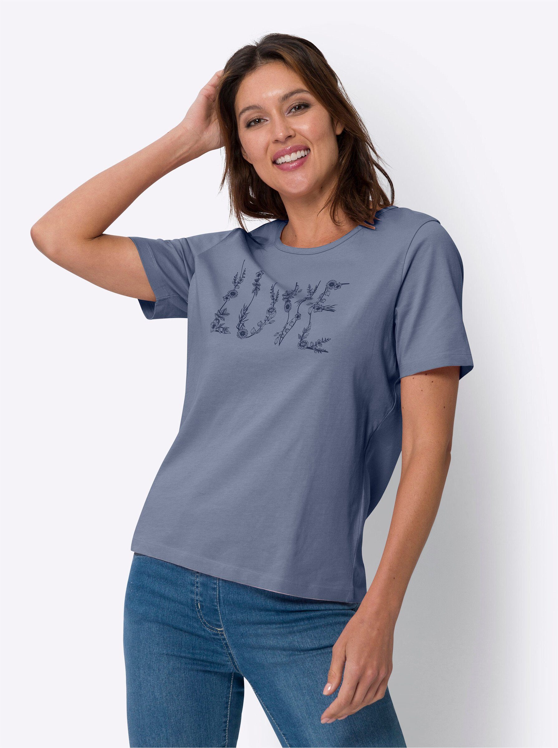 an! T-Shirt Sieh taubenblau-marine