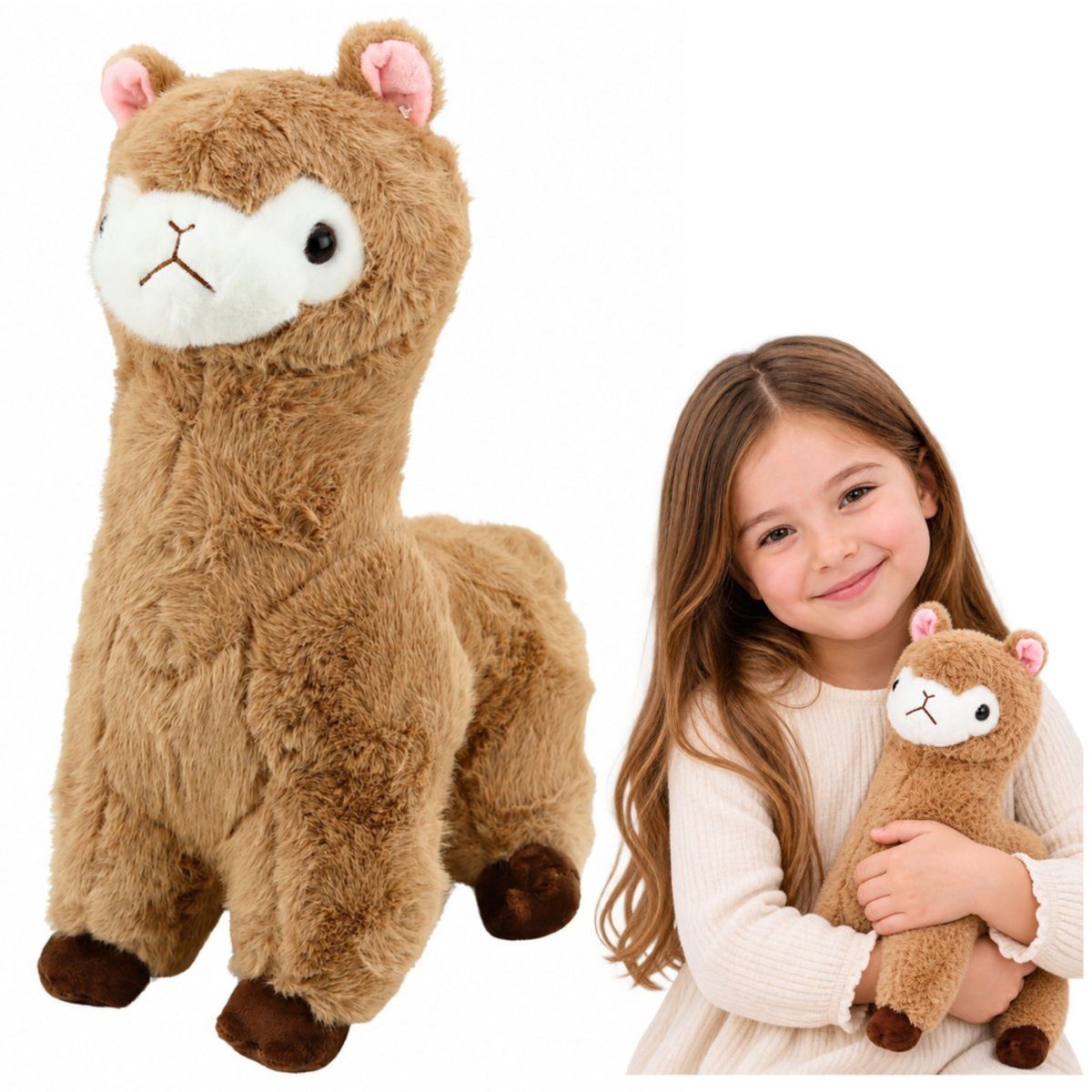 Wisam Plüschfigur Plüsch-Alpaka, Kuscheltier, weiches Fell, beige, 28 cm (1-St)