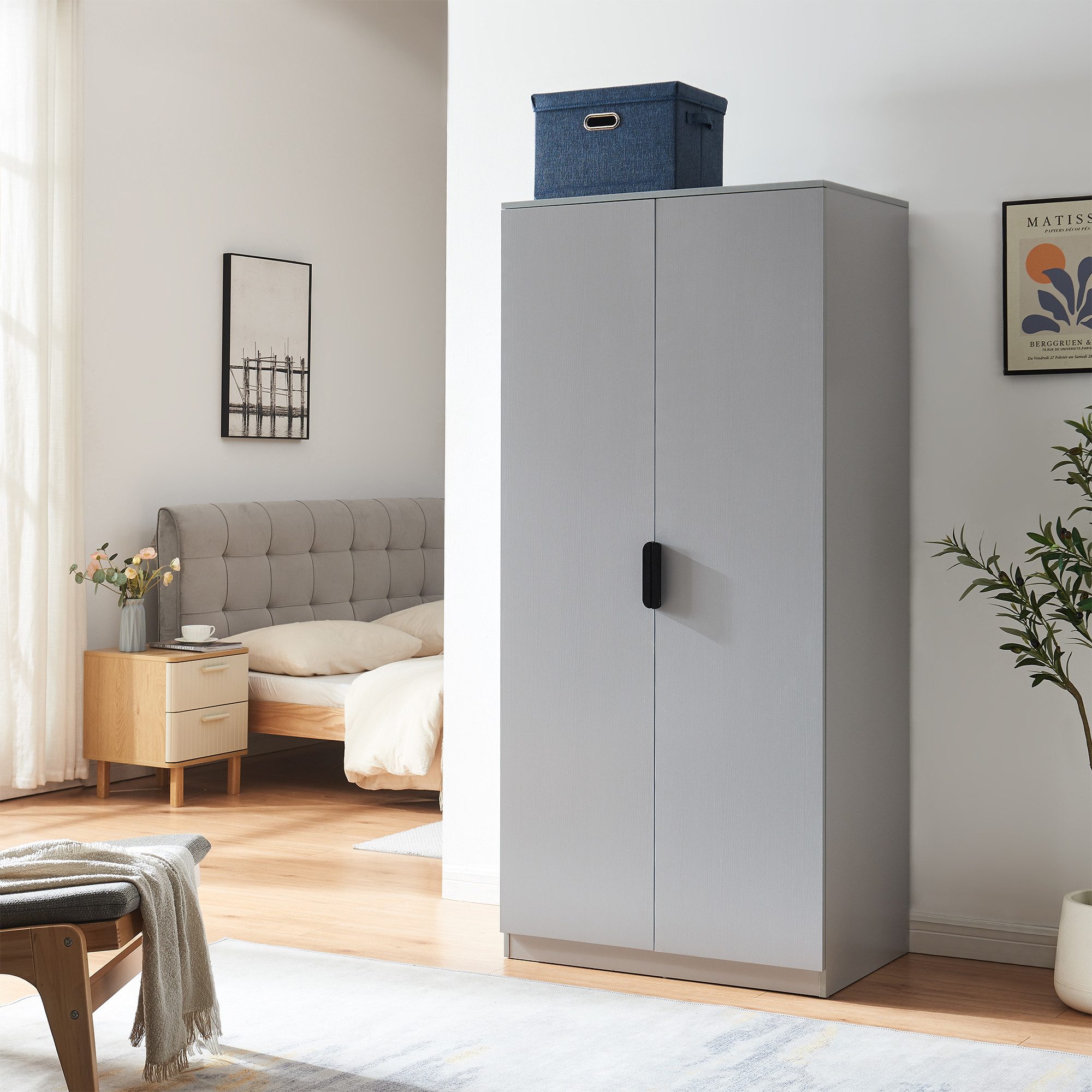 en.casa Kleiderschrank »Eiselfing« 2 Türen, 1 Stange, 4 Fächer 176x80x52 cm günstig online kaufen