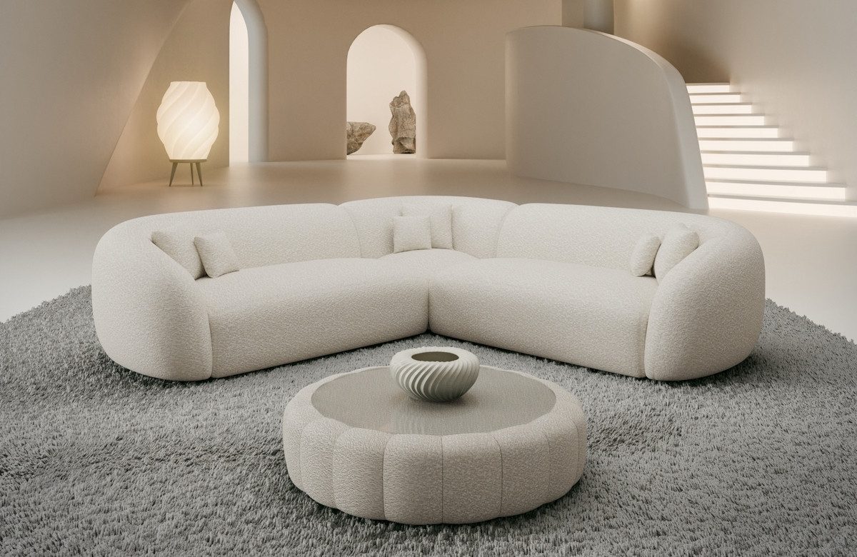 Sofa Dreams Ecksofa Sorelia L Form Luxus Polsterecke, Design Stoffsofa, 4-Sitzer, Boucléstoff Bezug in Weiß