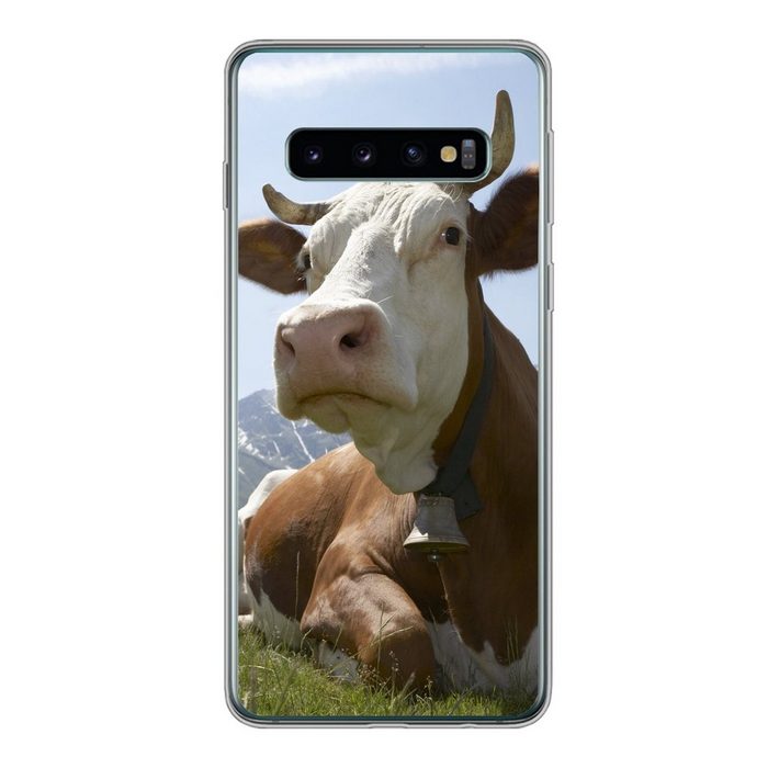 MuchoWow Handyhülle Kuh - Berg - Gras Phone Case Handyhülle Samsung Galaxy S10 Silikon Schutzhülle