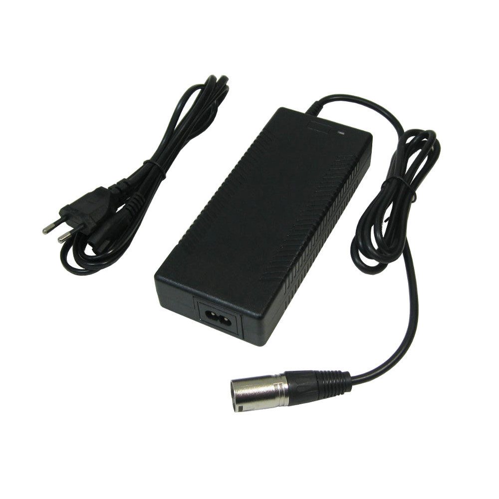 Trade-Shop Ladegerät 54,6V 2A passend für e-Bike Elektrofahrrad Pedelec Akkus Netzteil (Länge: ca. 2m / Stecker: 3pin XLR (18,5mm x 15,5mm) / LED-Ladeanzeige)
