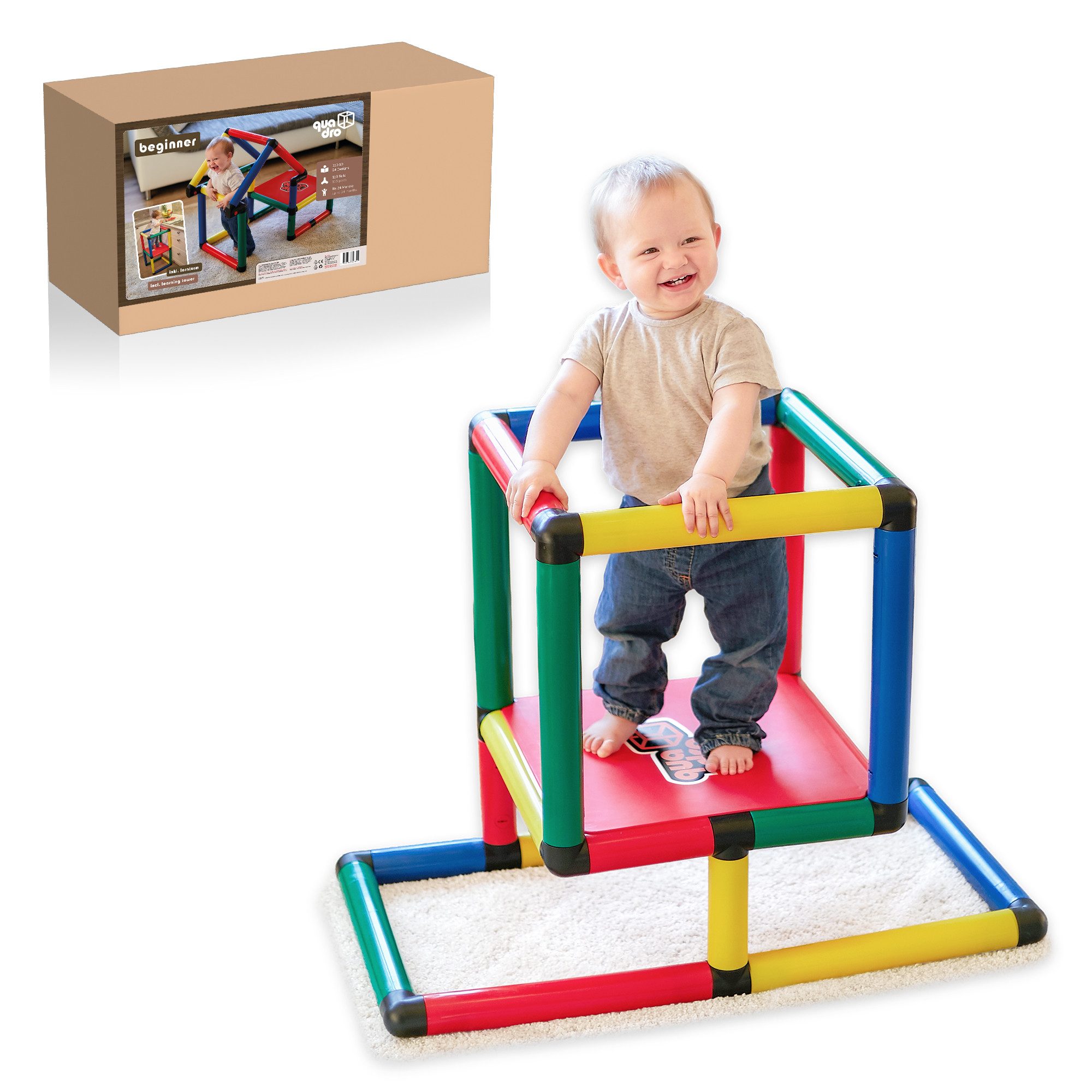 QUADRO Klettergerüst Beginner, (Montessori-inspiriertes Set, 116-St), Modulares Stecksystem, ab 6 Monaten, Made in Germany, UV-stabil