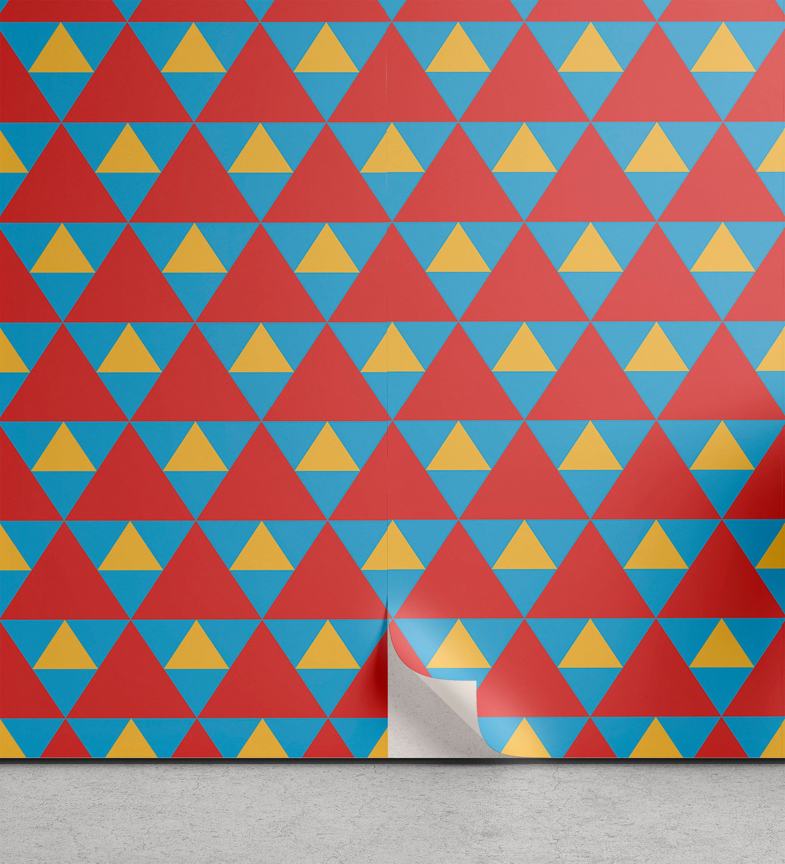 Abakuhaus Vinyltapete selbstklebendes Wohnzimmer Küchenakzent, Retro Großer kleiner Triangles Retro