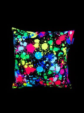 PSYWORK Dekokissen PSYWORK Schwarzlicht Kissen Neon "Color Spots", 40x40cm, UV-aktiv, leuchtet unter Schwarzlicht