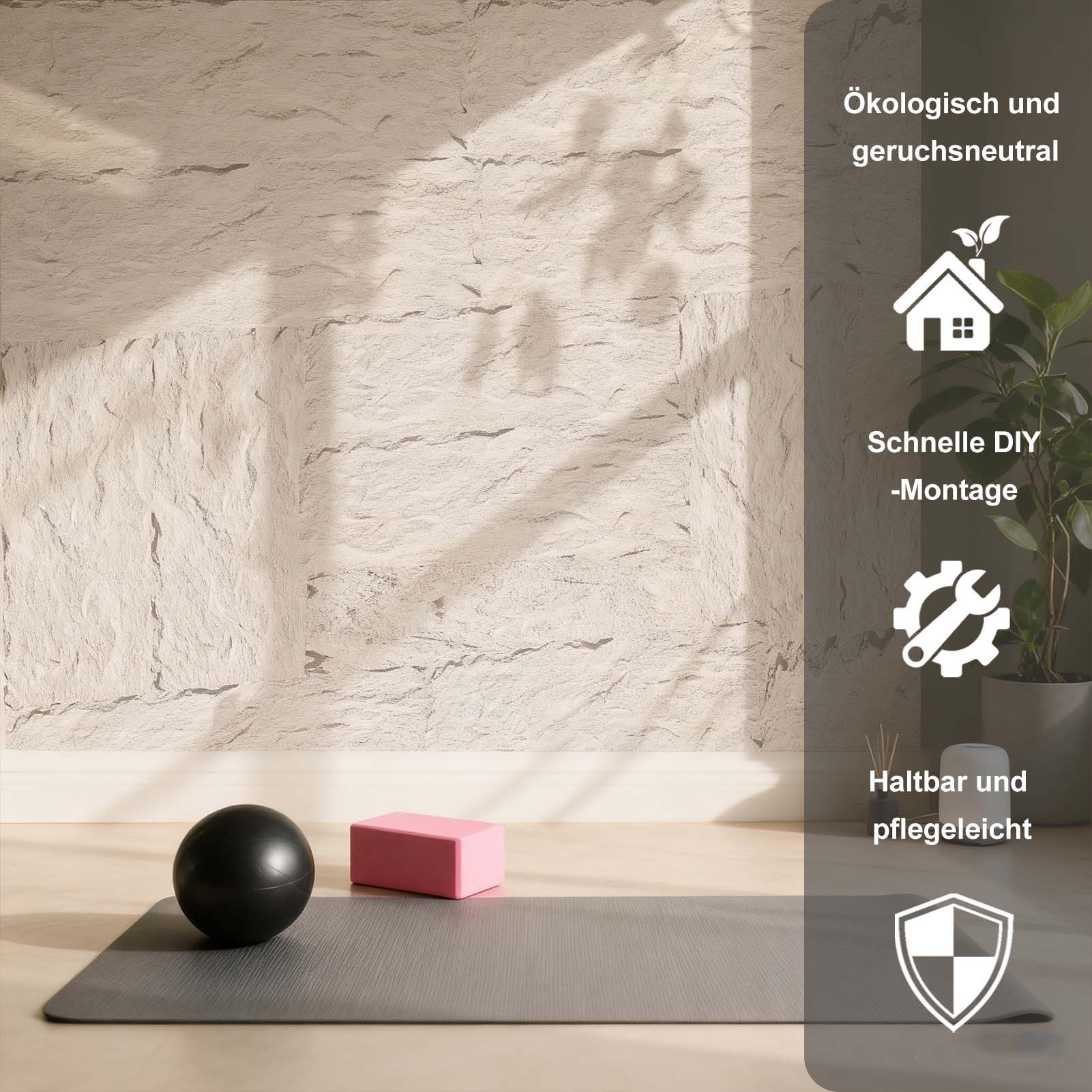 mepiq Wandpaneel Selbstklebende Wandpaneele in Steinoptik PU Wandverkleidung, (3-tlg., (120x60x3 cm) für Küche & Schlafzimmer – 1 Stück)