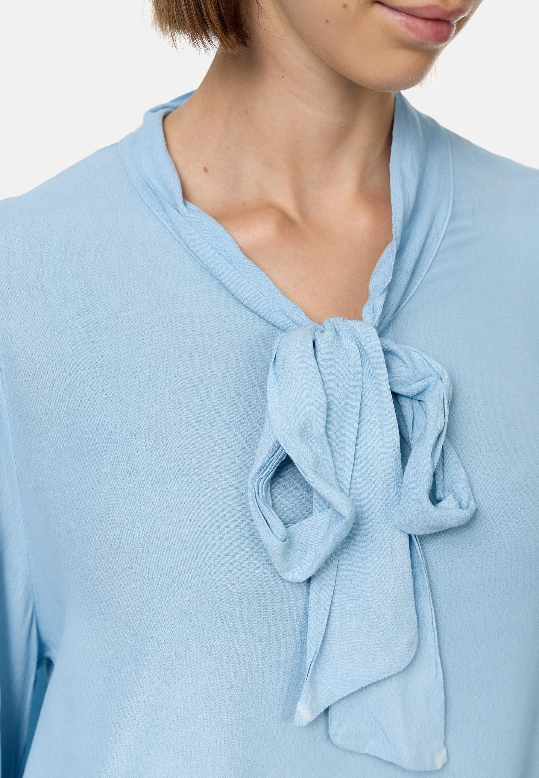 Rayshyne Crepebluse PM62 (Stilvolle Business Crepe Bluse mit Schleife) Perlmuttknöpfe