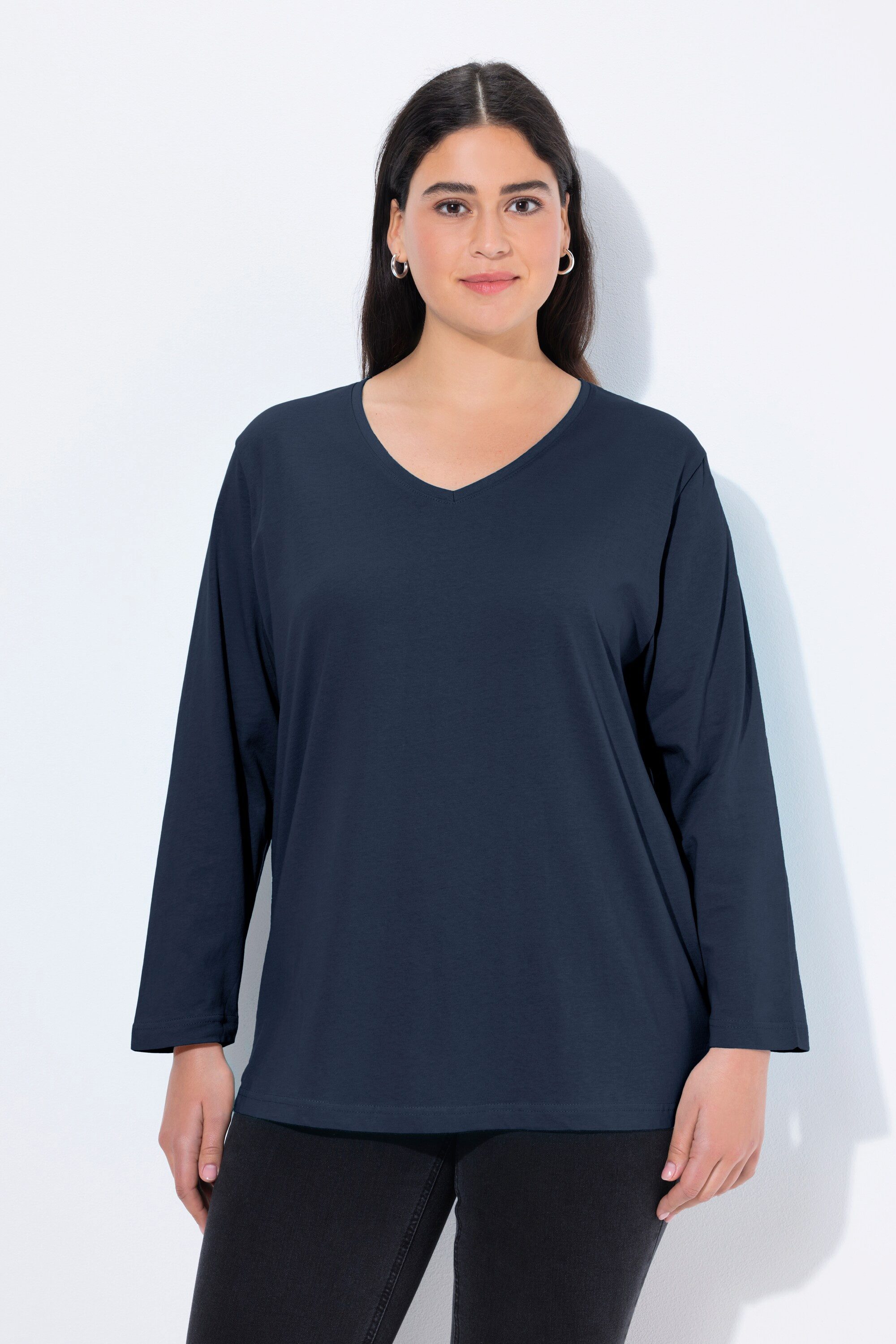 Ulla Popken T-Shirt Shirt V-Ausschnitt Relaxed günstig online kaufen