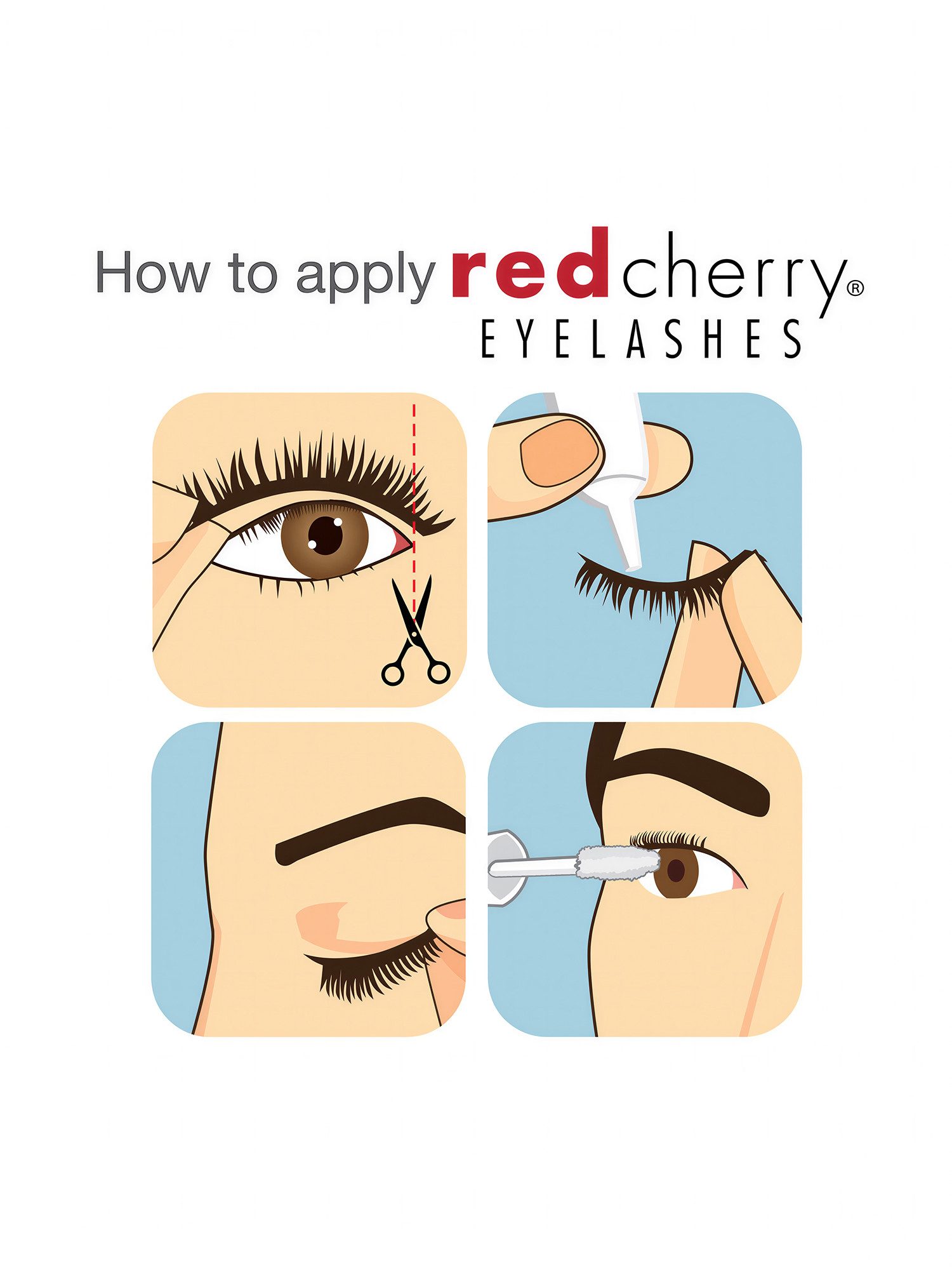 Red Cherry Eyelashes Bandwimpern WSP - 6 Pairs, Falsche Wimpern Streifen, Strip Lashes, Dramatic Lashes