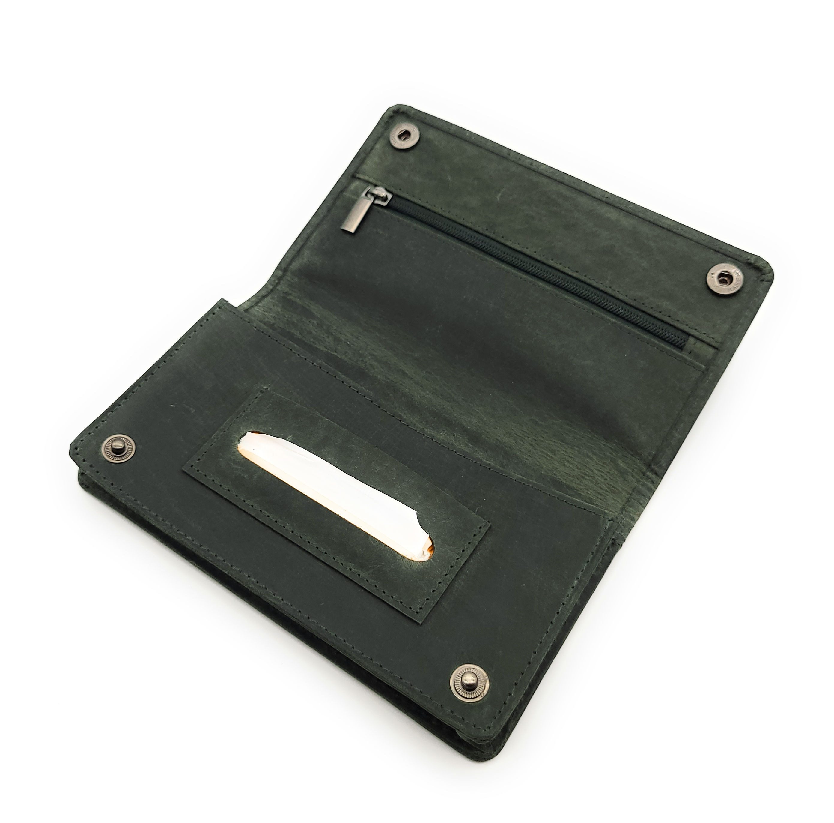 Lemasi Tabakbeutel echt Leder Tabaktasche Drehertasche Tabaketui, Komfortgröße, Blättchenfach, Filterfach, Tabakfach, Reißverschlussfächer