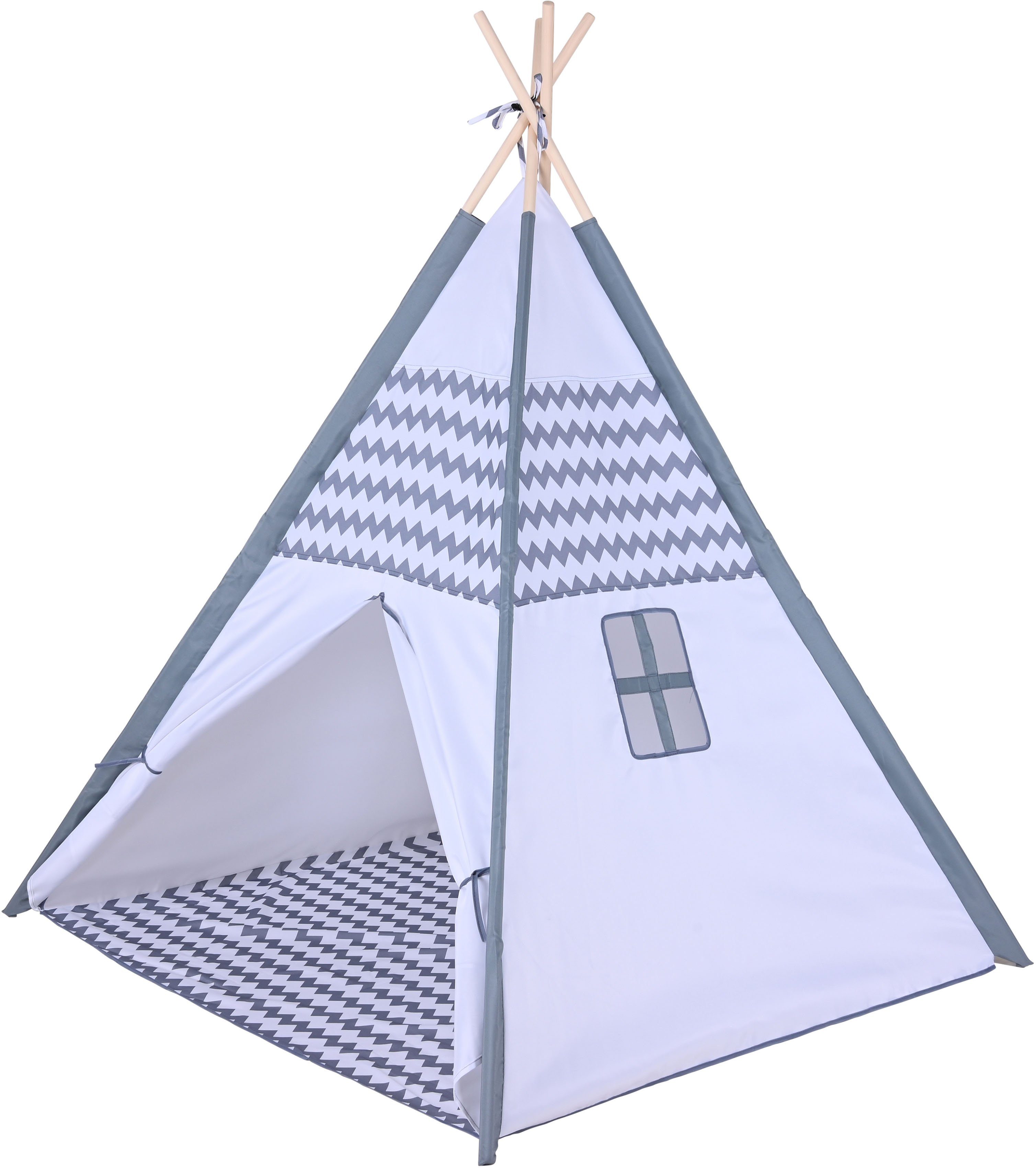 Knorrtoys® Spielzelt Tipi Zickzack mit Zeltstangen aus Holz