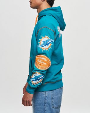 Recovered Kapuzenpullover Recovered Hoodie NFL Miami Dolphins Ink Dye Effect schwarz/Aqua S