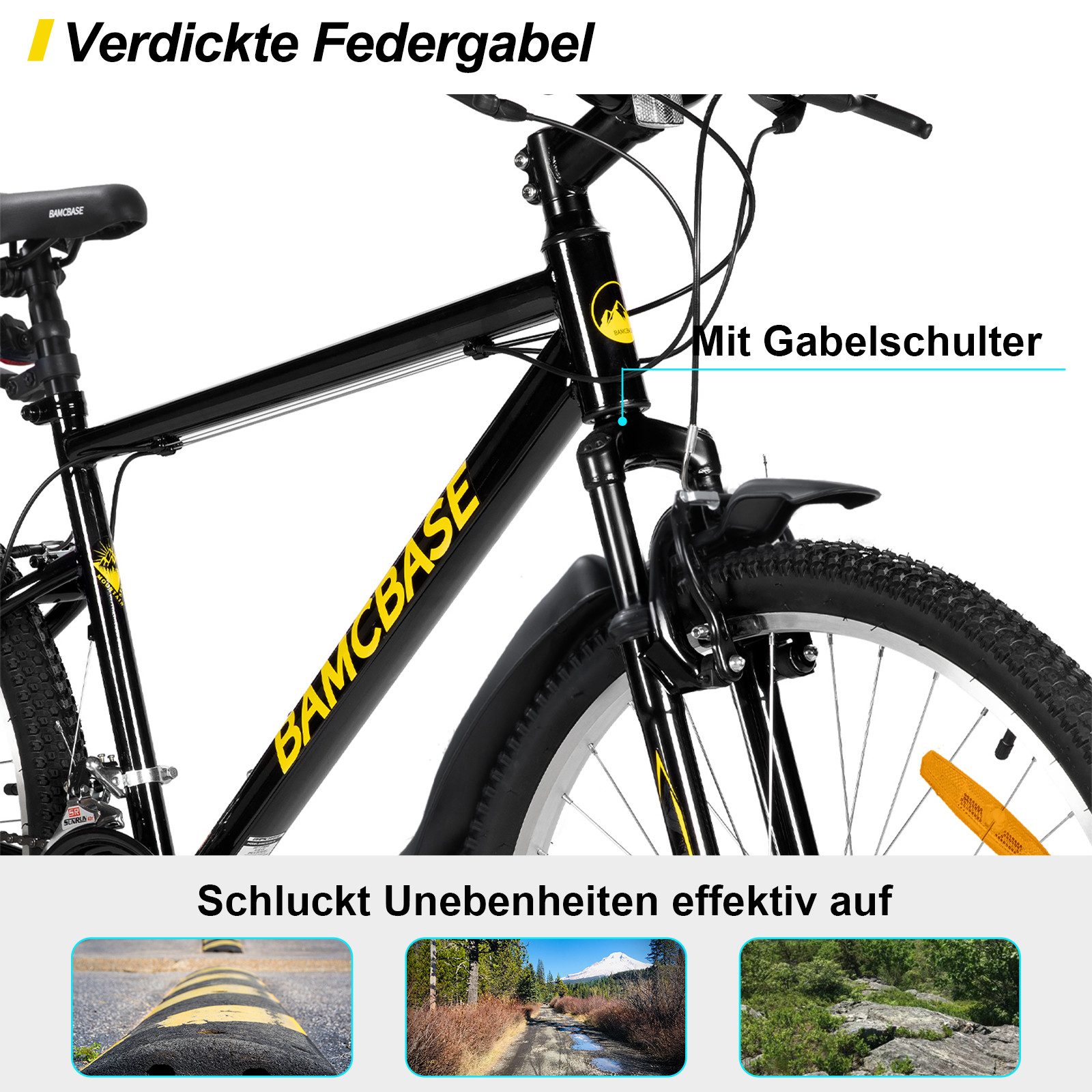 HILAND Mountainbike 26 27,5 29 Zoll bike MTB für Männer Frauen, Studenten-Pendlerfahrrad, mit V-Bremse, 21 Gang, Federgabel, Hochwertiger Rahmen,Kettenschaltung