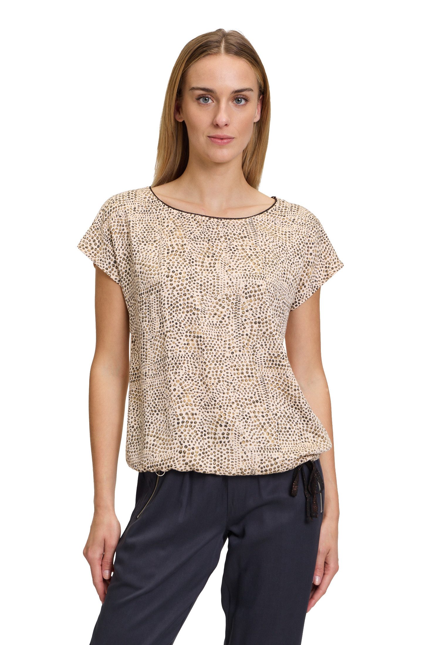 Cartoon T-Shirt Damen Printshirt mit Tunnelzug (1-tlg) Muster